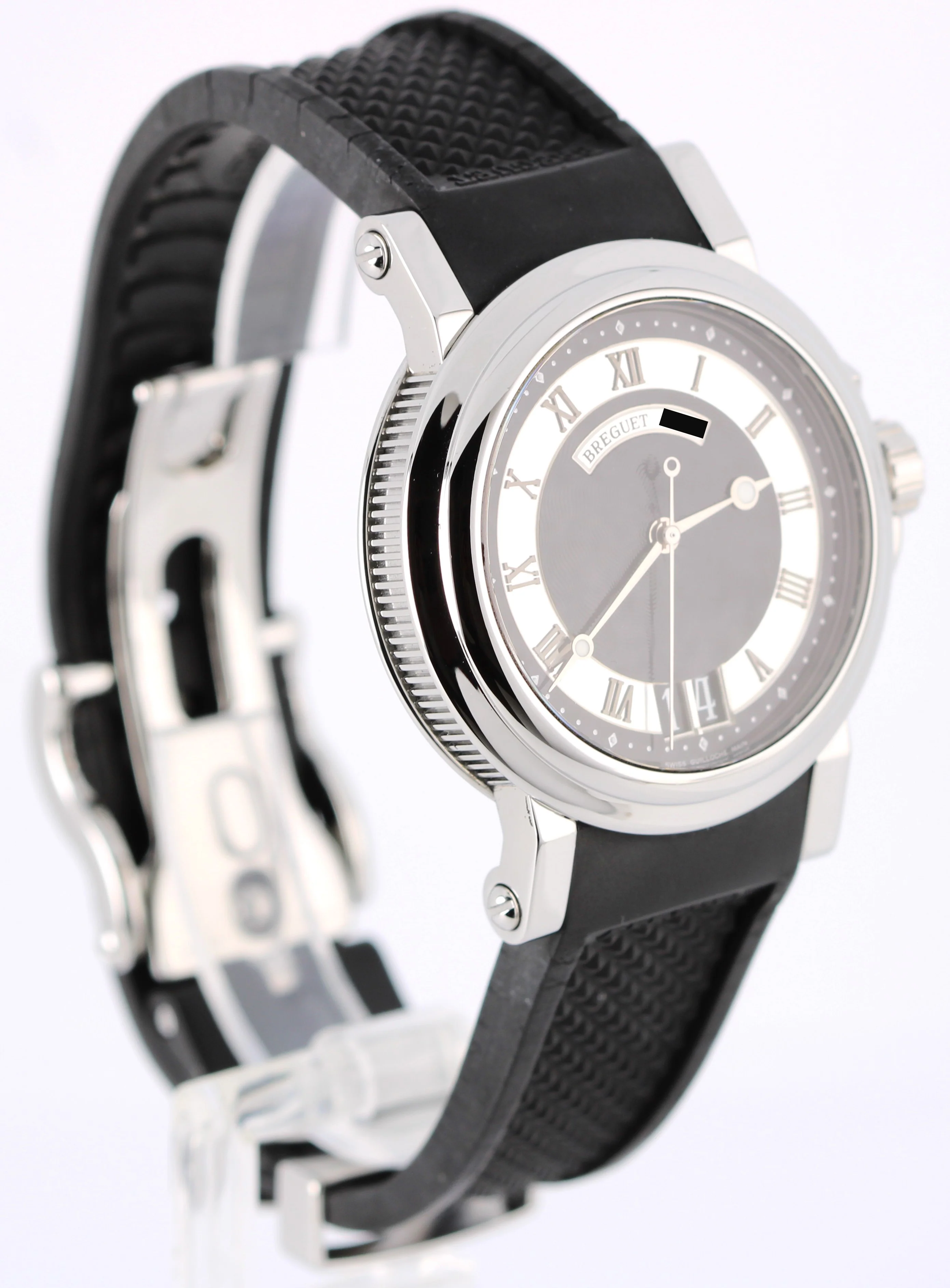 Breguet Horloger de la Marine Big Date Steel Black Roman 39mm 5817 Rubber Watch - Image 4