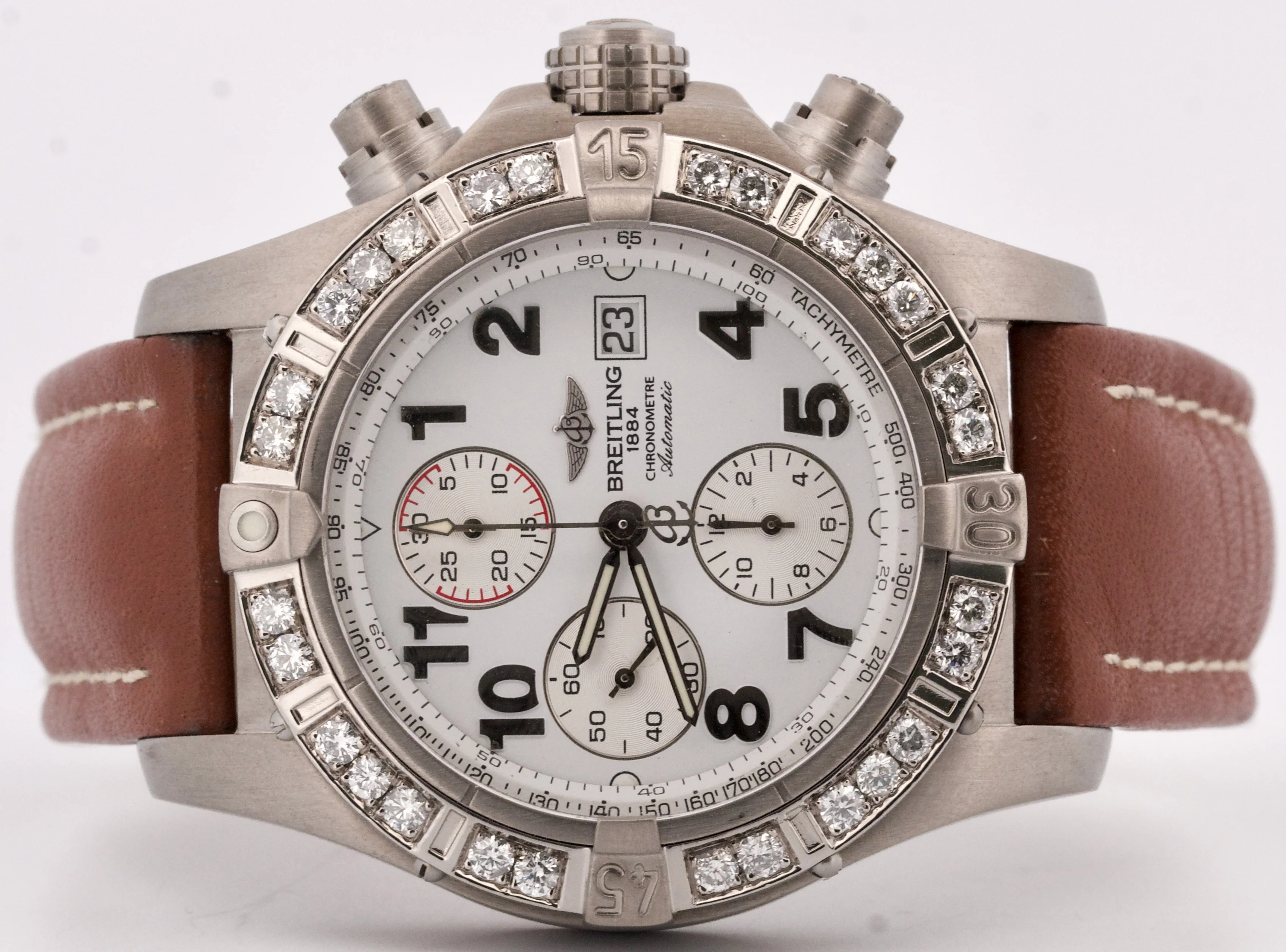 Breitling Avenger Chronograph Titanium 44mm WHITE DIAMOND Automatic E13360 BOX - Image 11