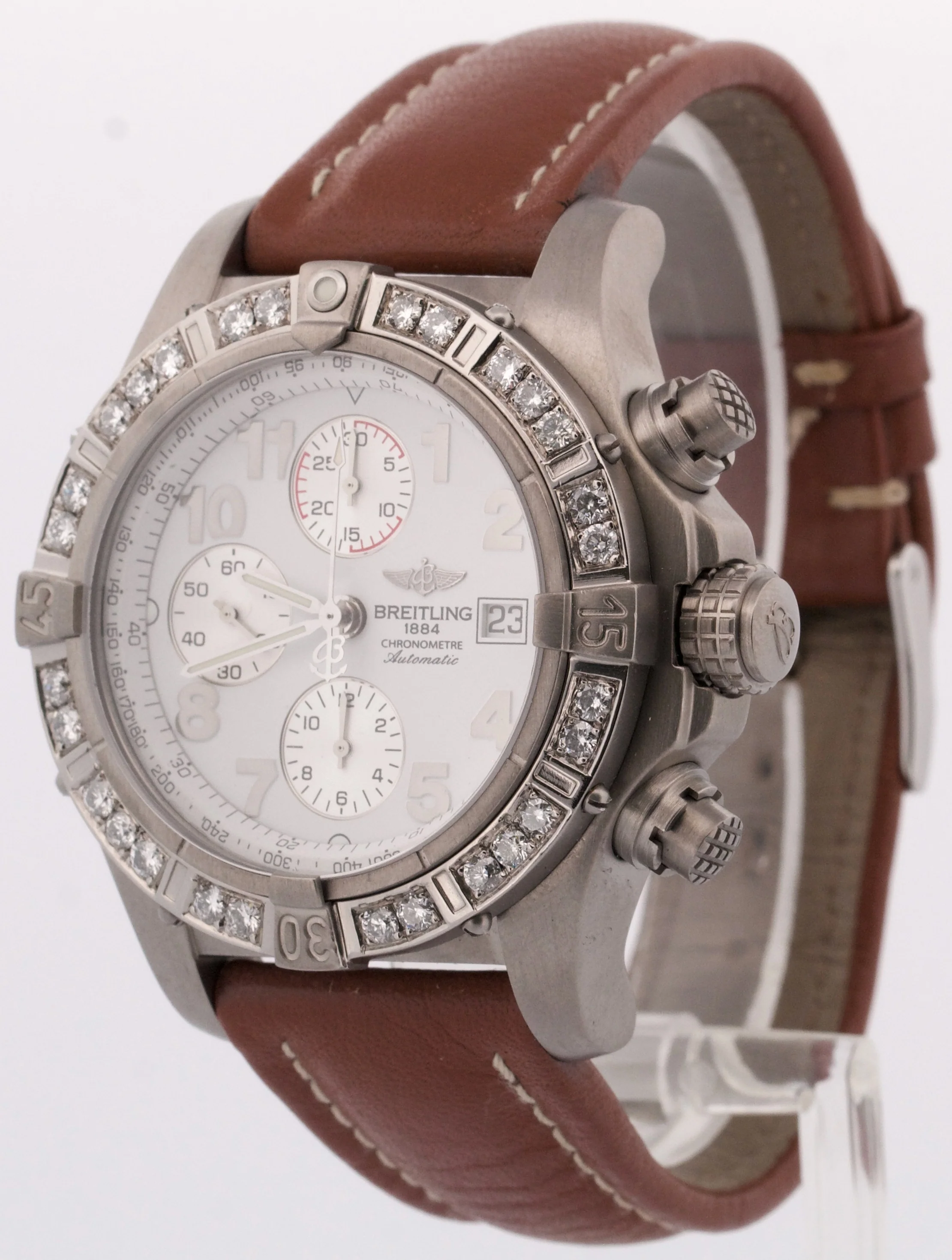 Breitling Avenger Chronograph Titanium 44mm WHITE DIAMOND Automatic E13360 BOX - Image 3