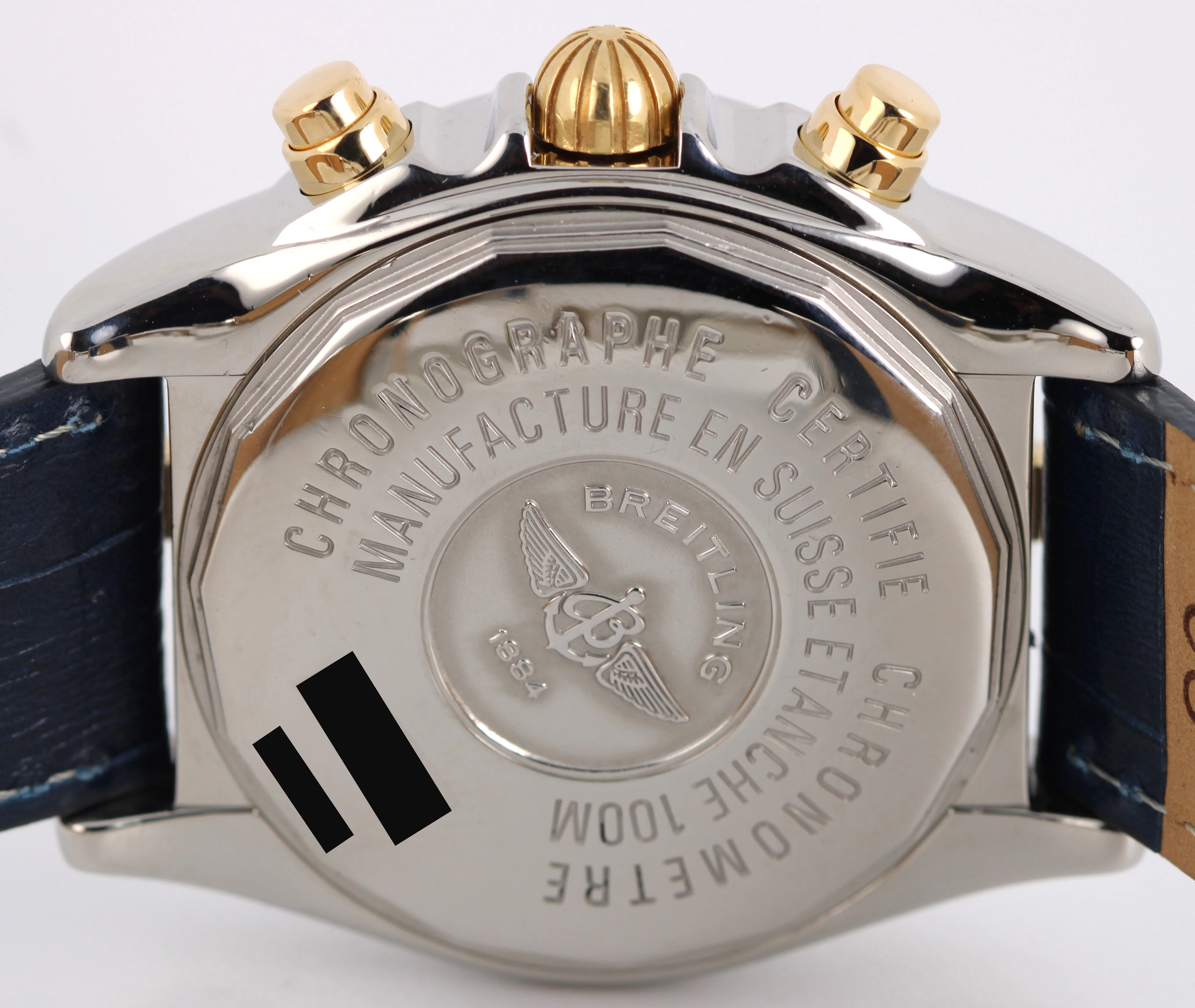 Breitling Chrono Cockpit Two-Tone 18k Gold Steel Blue Roman 39mm B13357 Watch - Image 9