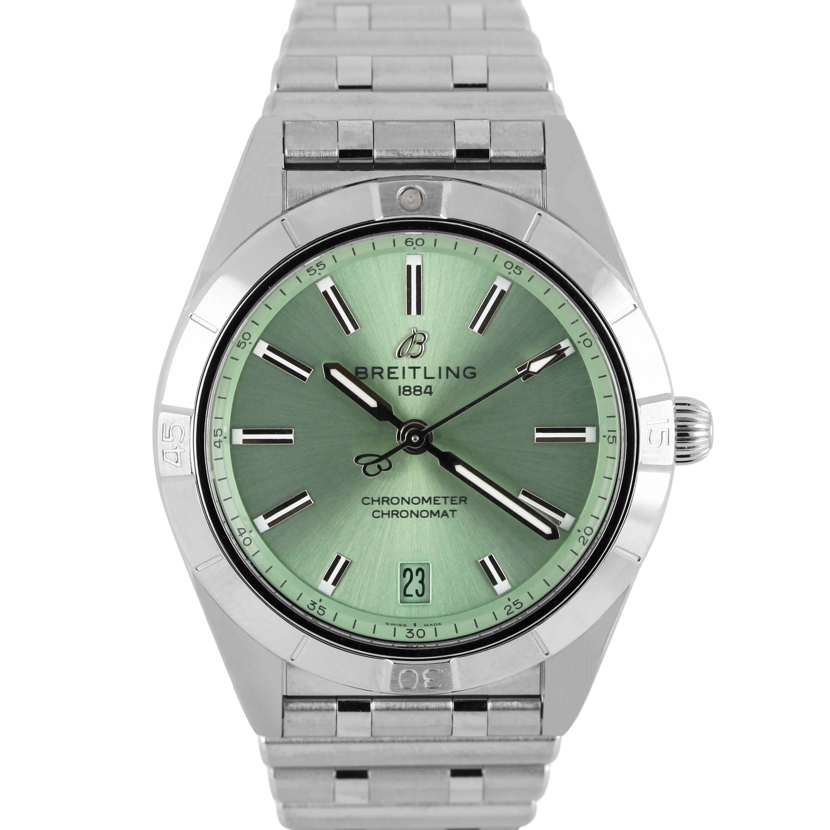 Breitling Chronomat Automatic 36 PAPERS Steel Mint Green 36mm A10380 Watch Box