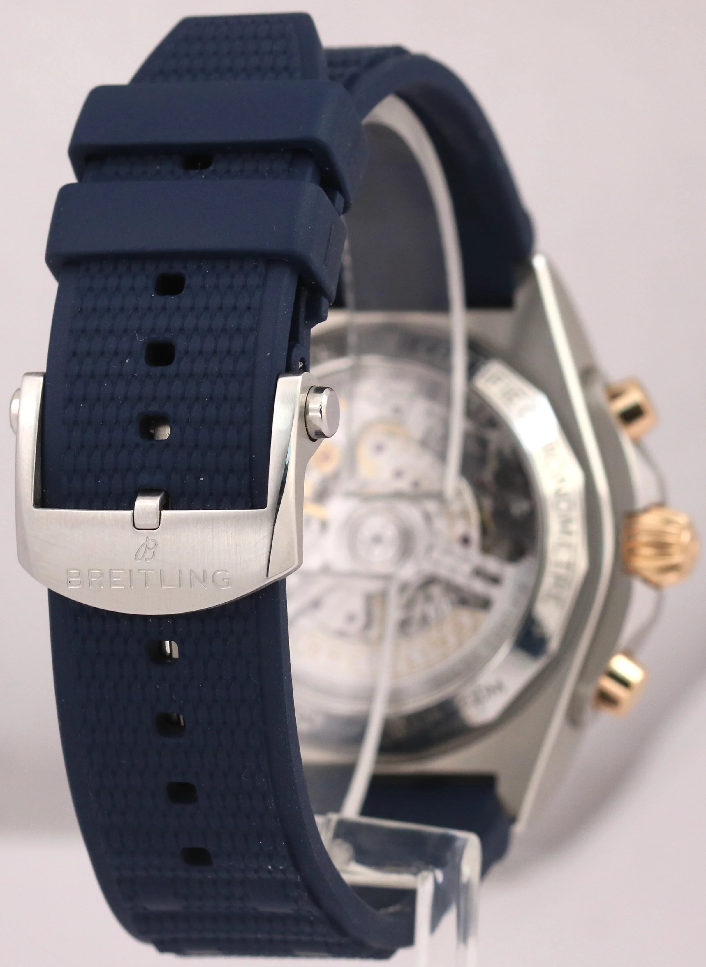 Breitling Chronomat B01 42mm Two-Tone Gold Blue Rubber Steel Watch UB0134 BOX - Image 5