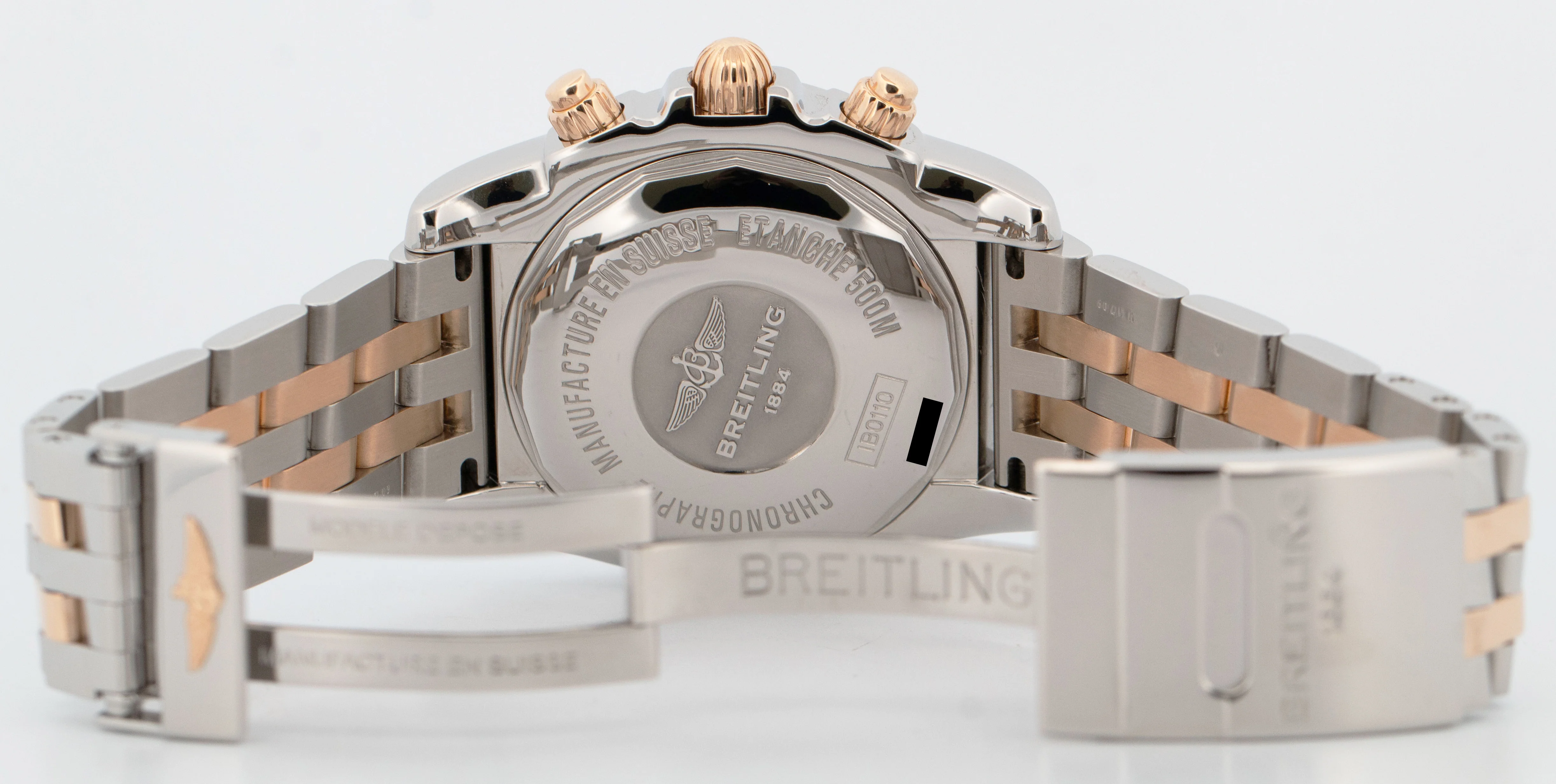 Breitling Chronomat Chronograph 44mm 18K Rose Gold Stainless IB0110 Watch BOX - Image 9