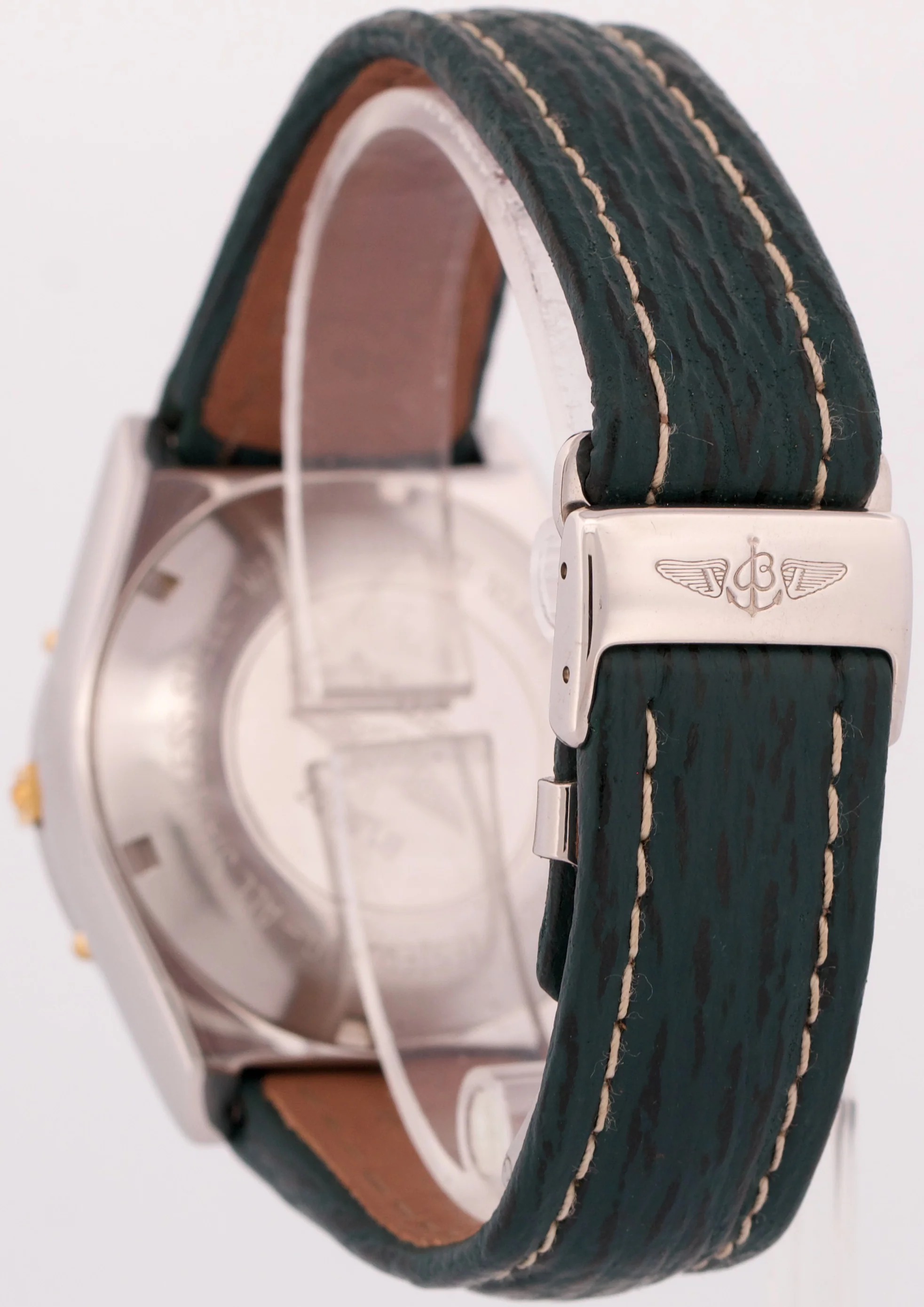 Breitling Chronomat Two-Tone 18k Gold Steel GREEN 39mm Leather Date B13047 Watch - Image 5