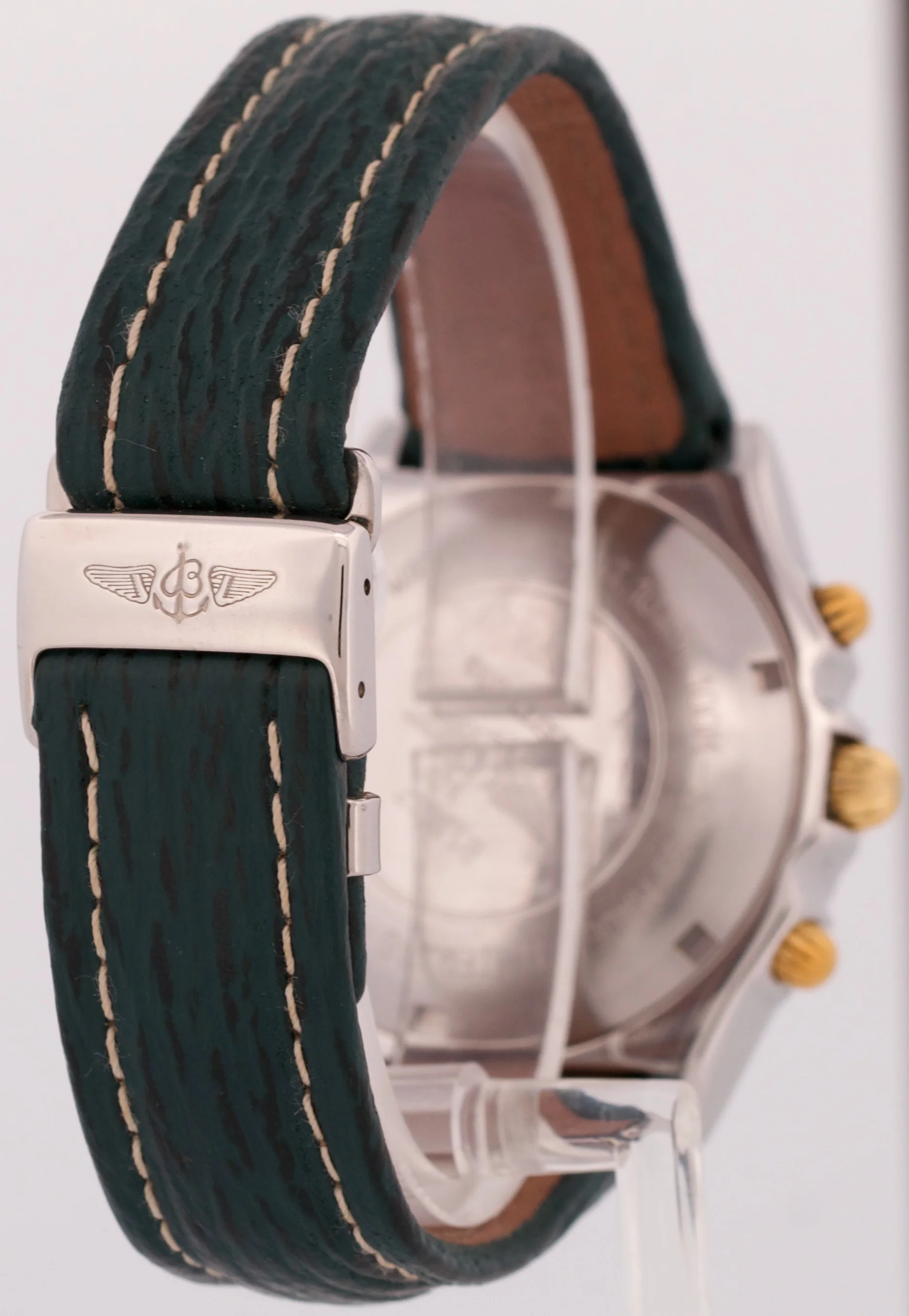 Breitling Chronomat Two-Tone 18k Gold Steel GREEN 39mm Leather Date B13047 Watch - Image 6
