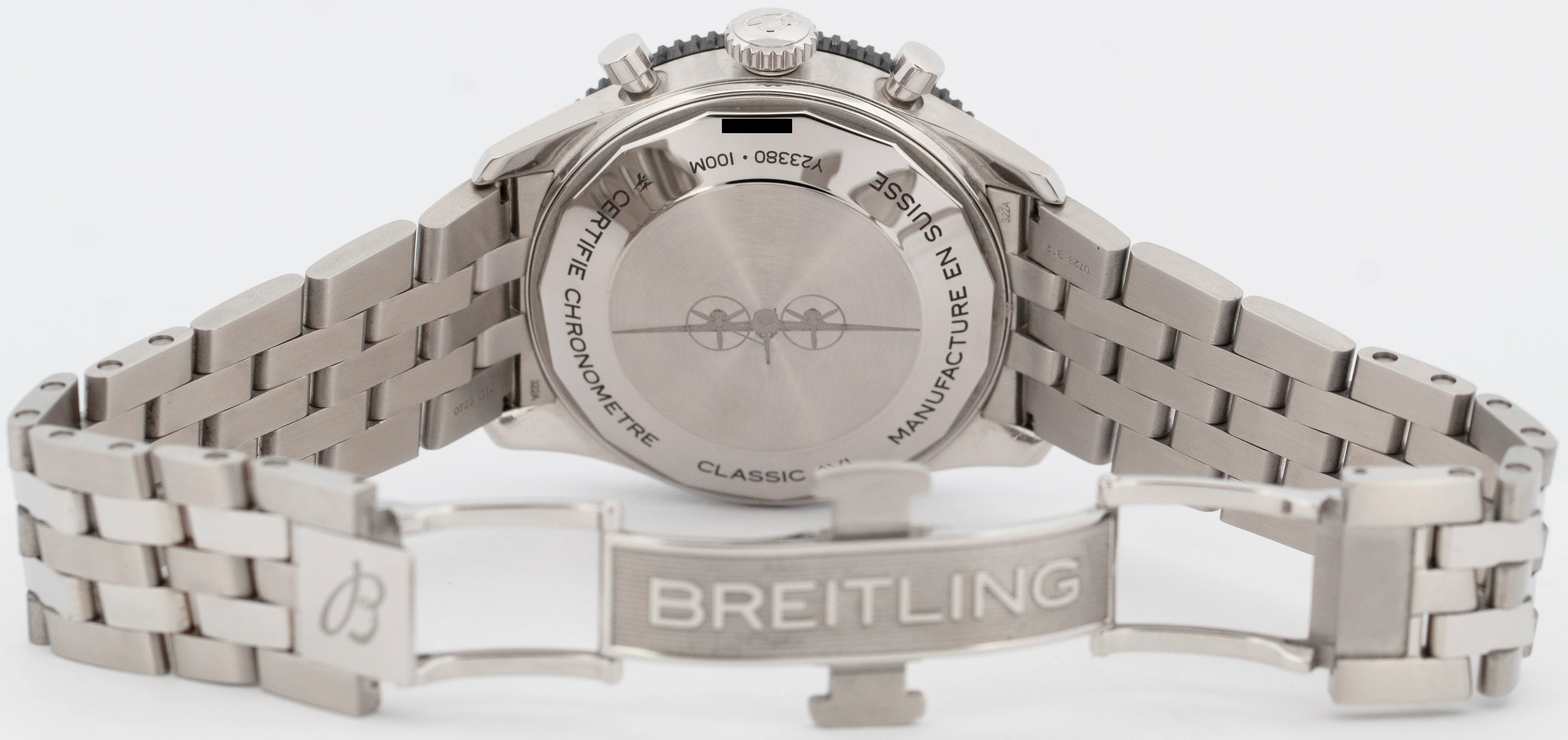 Breitling Classic AVI Chronograph 42mm Stainless Steel Black Watch Y23380 BOX - Image 8