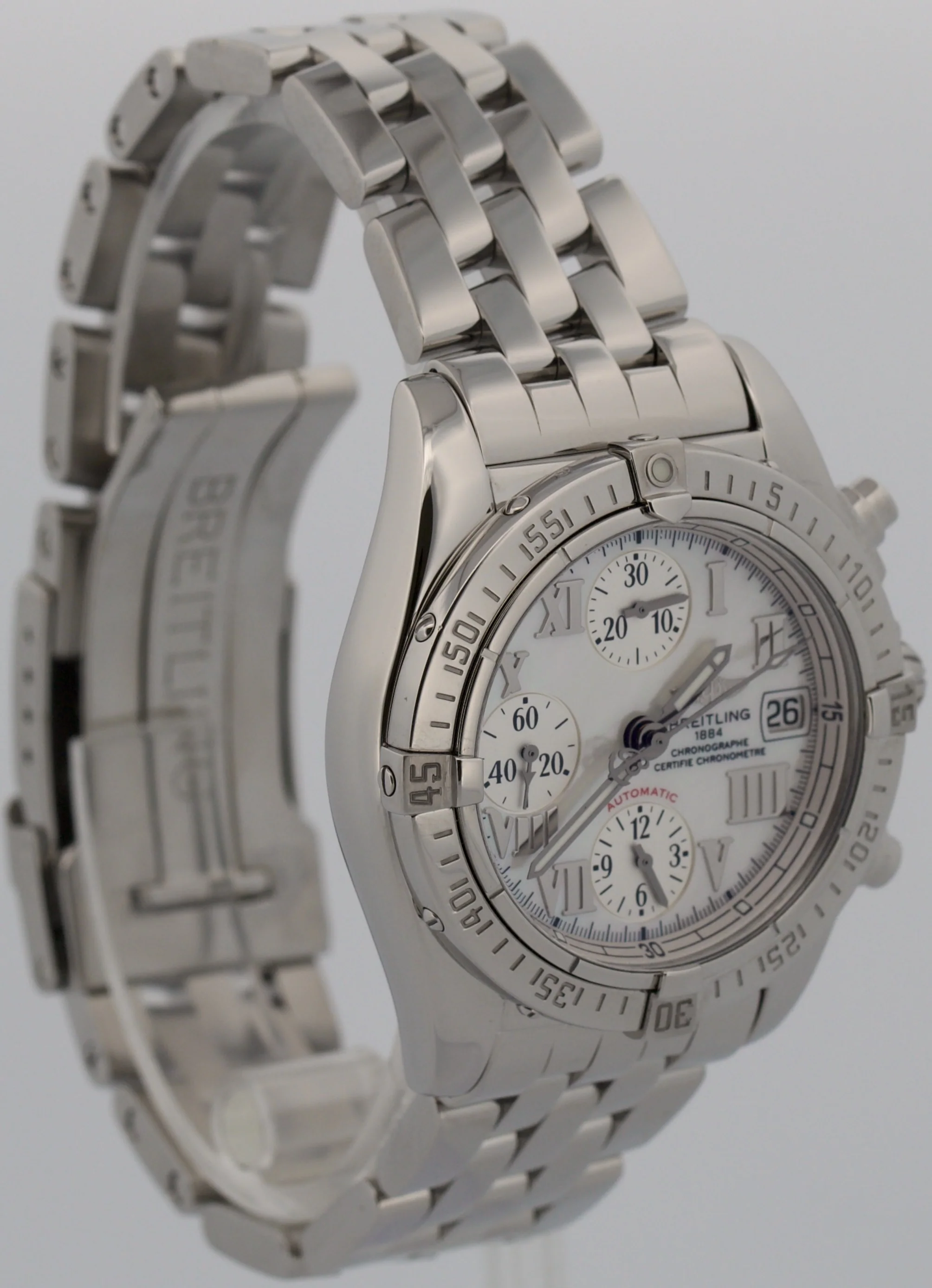 Breitling Cockpit Chronograph MOTHER OF PEARL Roman 39mm Stainless Steel A13358 - Image 4