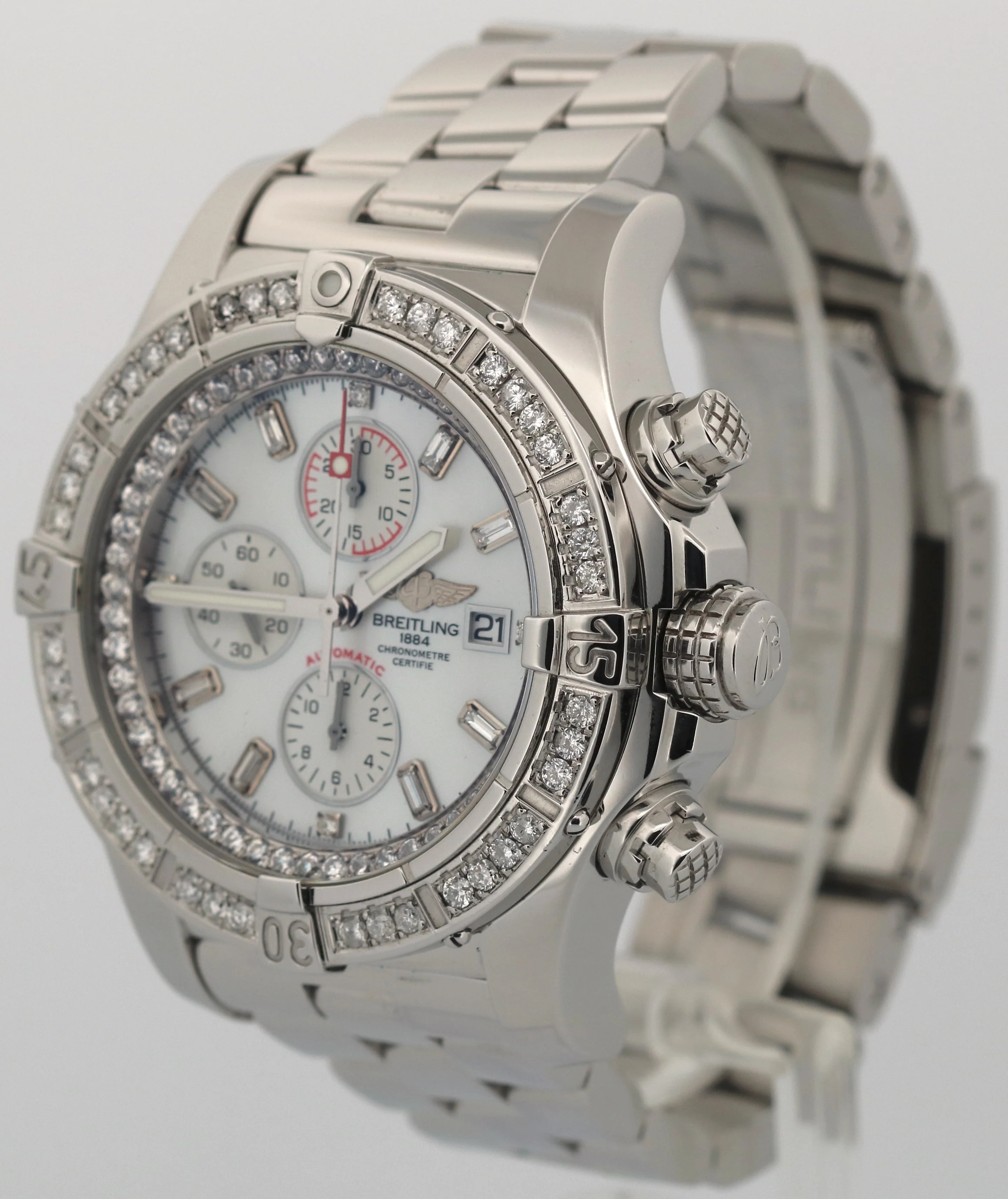 Breitling Super Avenger Chronograph MOTHER OF PEARL DIAMOND 48mm Steel A13370 - Image 3
