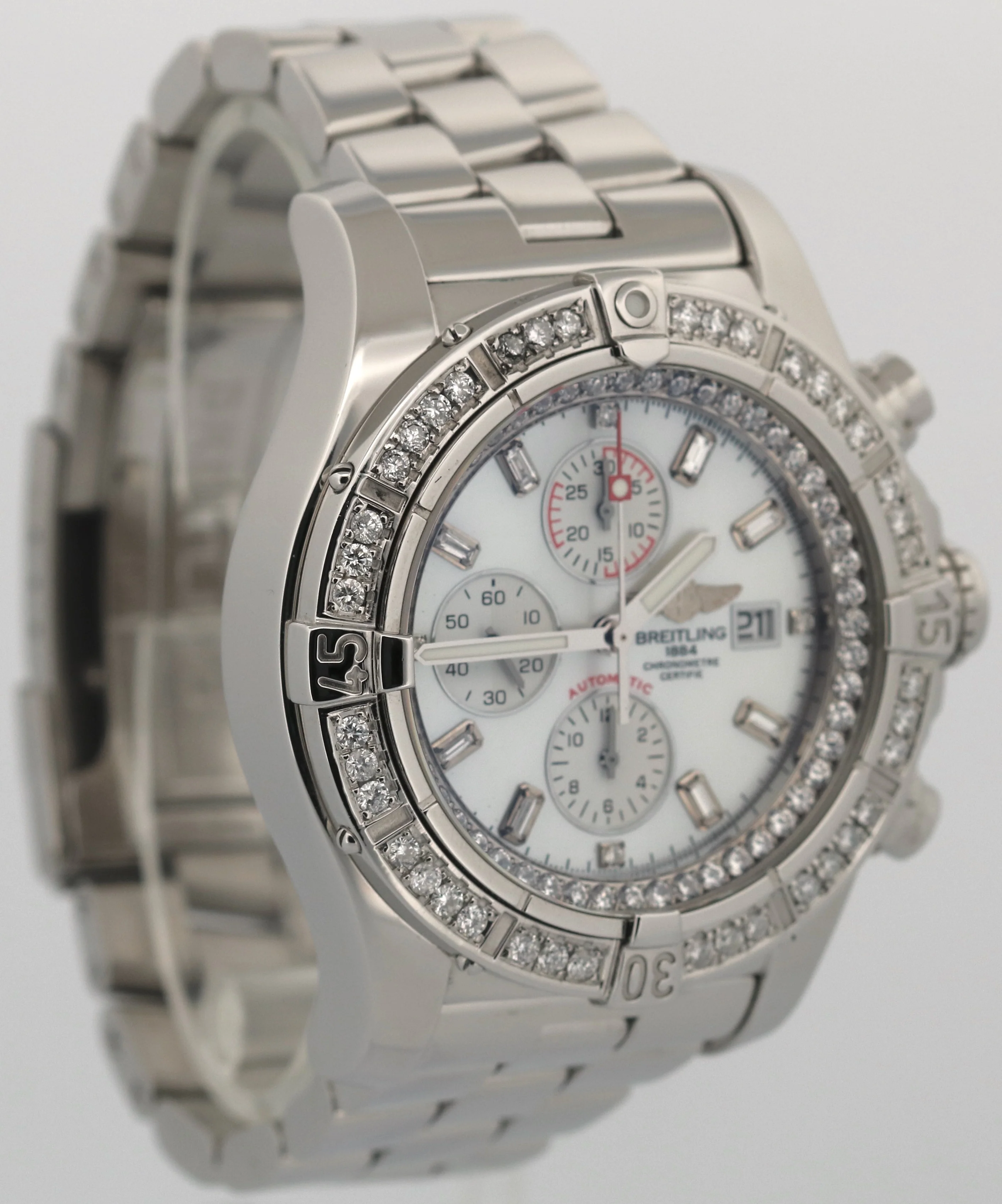 Breitling Super Avenger Chronograph MOTHER OF PEARL DIAMOND 48mm Steel A13370 - Image 4