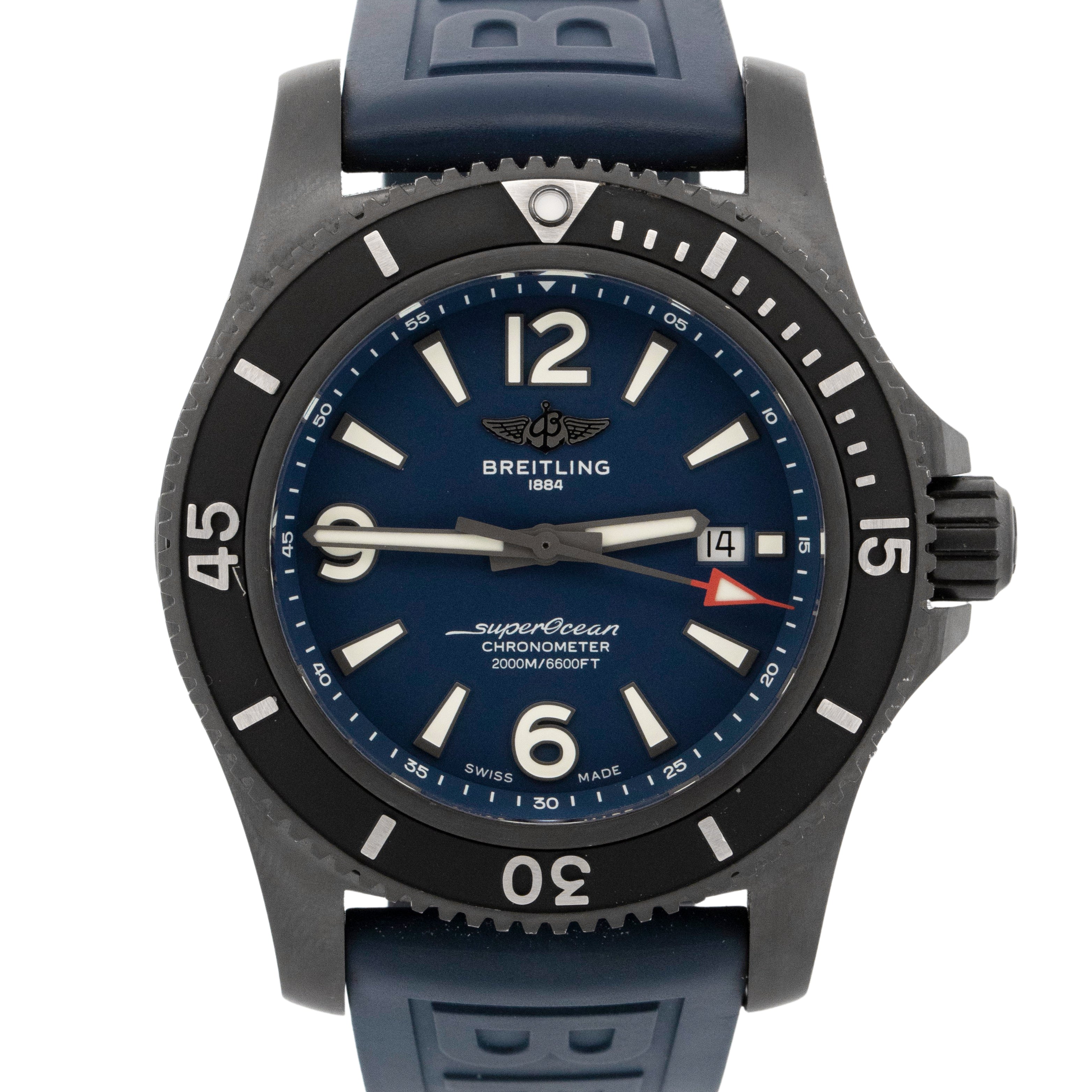 Breitling Superocean Automatic 46mm DLC Stainless Steel Blue M17368 Watch BOX
