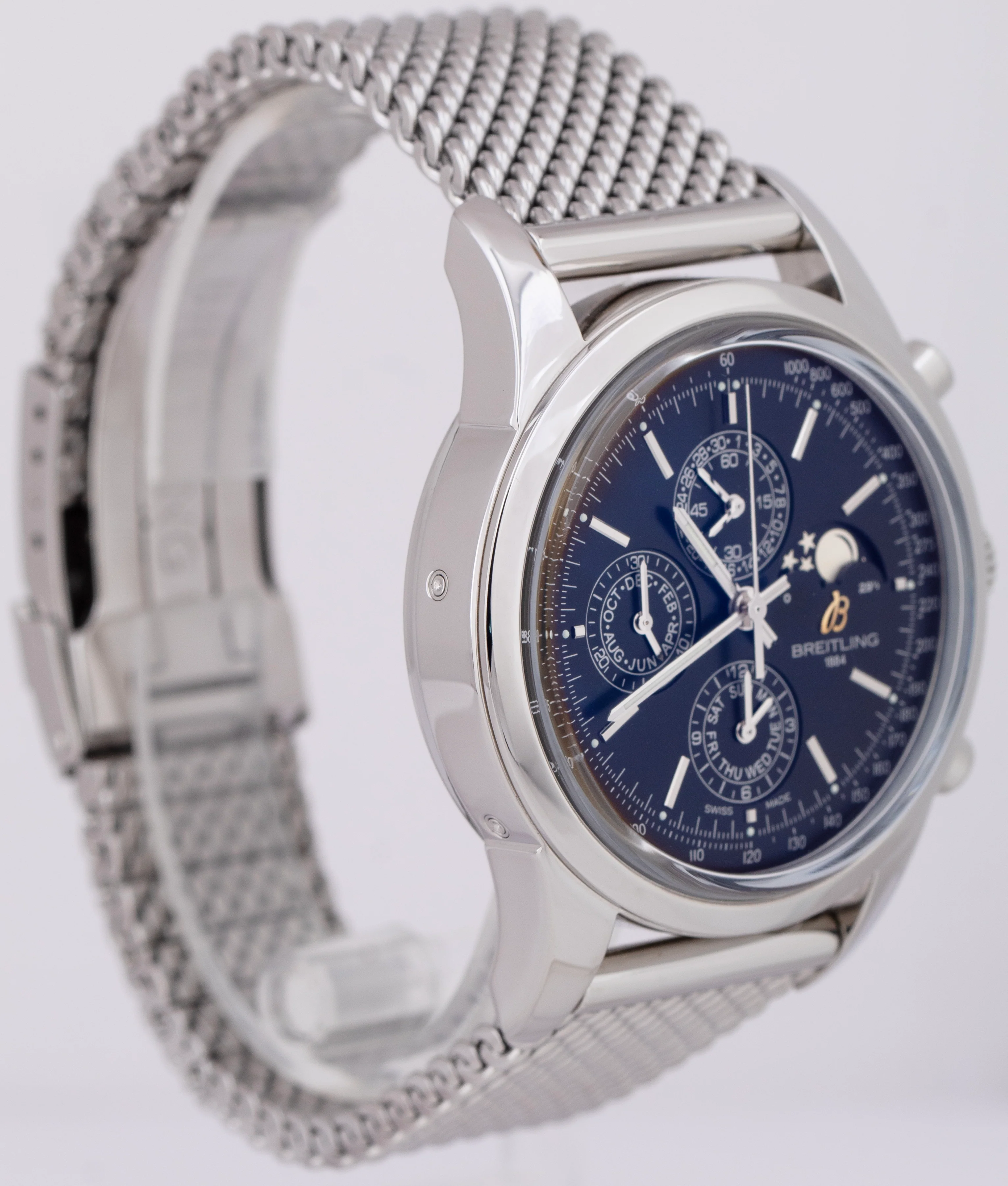 Breitling Transocean Chronograph 1461 Moonphase Steel 43mm Black Watch A19310 - Image 3