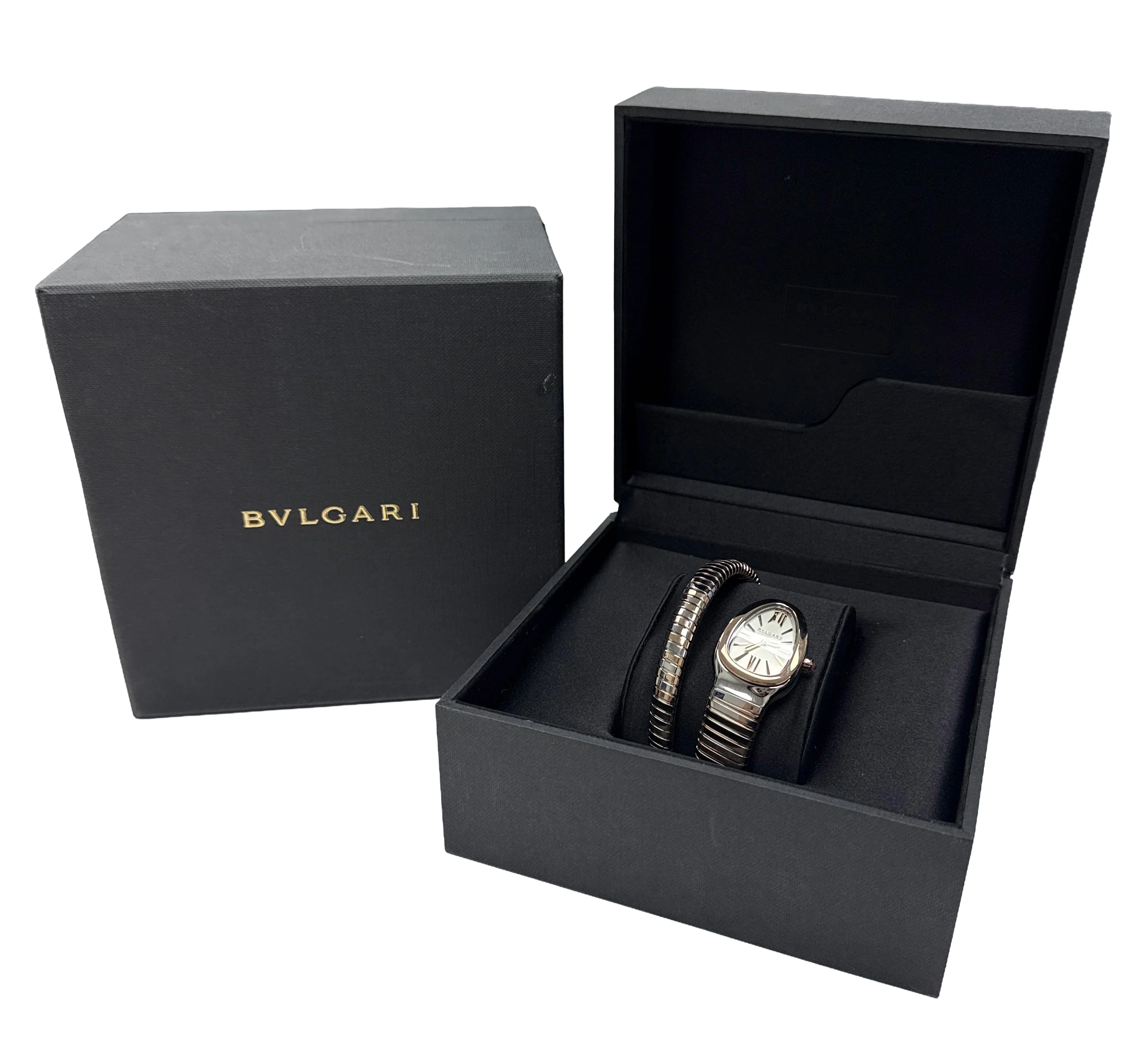 BVLGARI Bulgari Serpenti Tubogas SILVER WHITE 35mm 18K Gold Steel 102123 BOX - Image 2