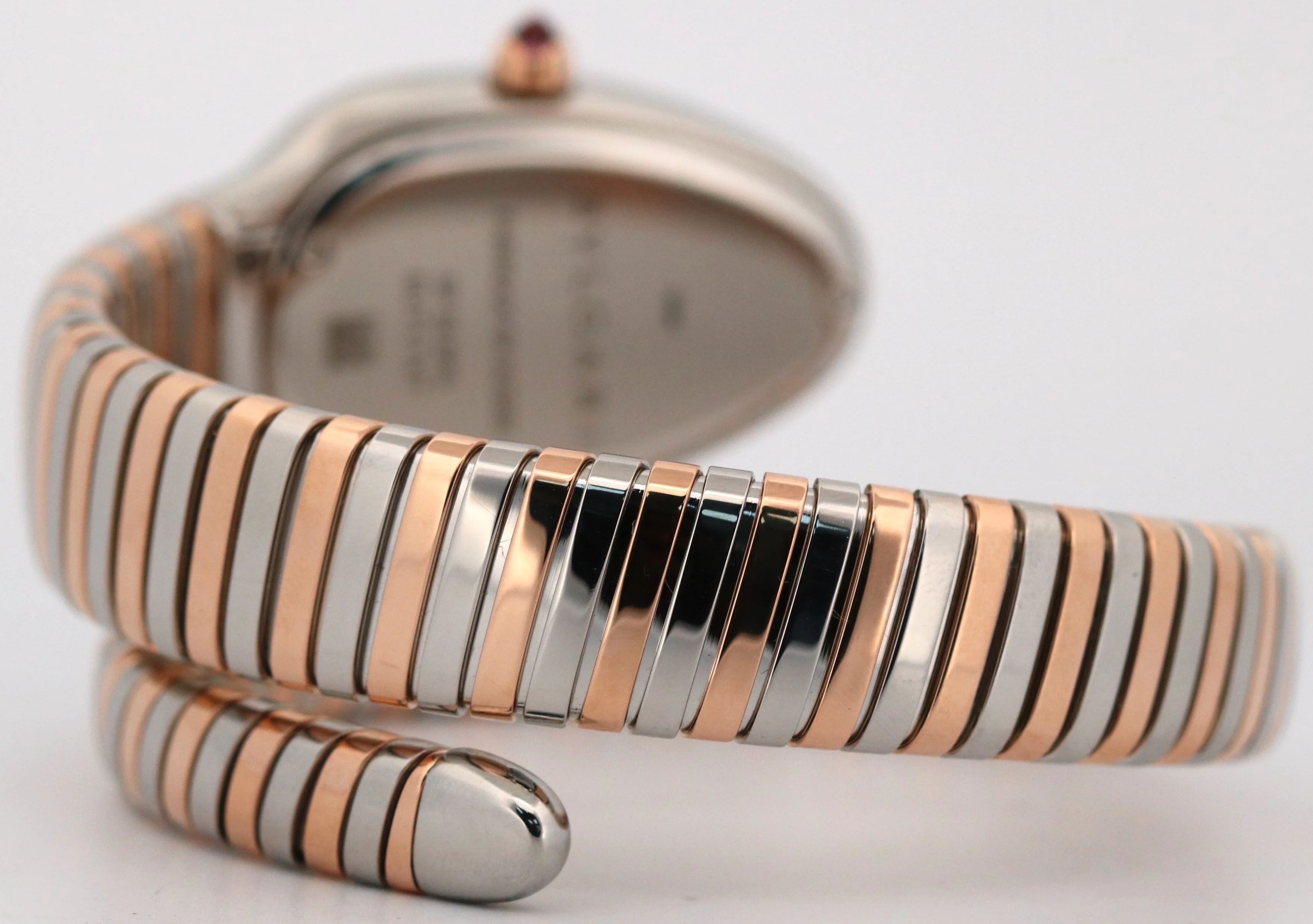 BVLGARI Bulgari Serpenti Tubogas SILVER WHITE 35mm 18K Gold Steel 102123 BOX - Image 5