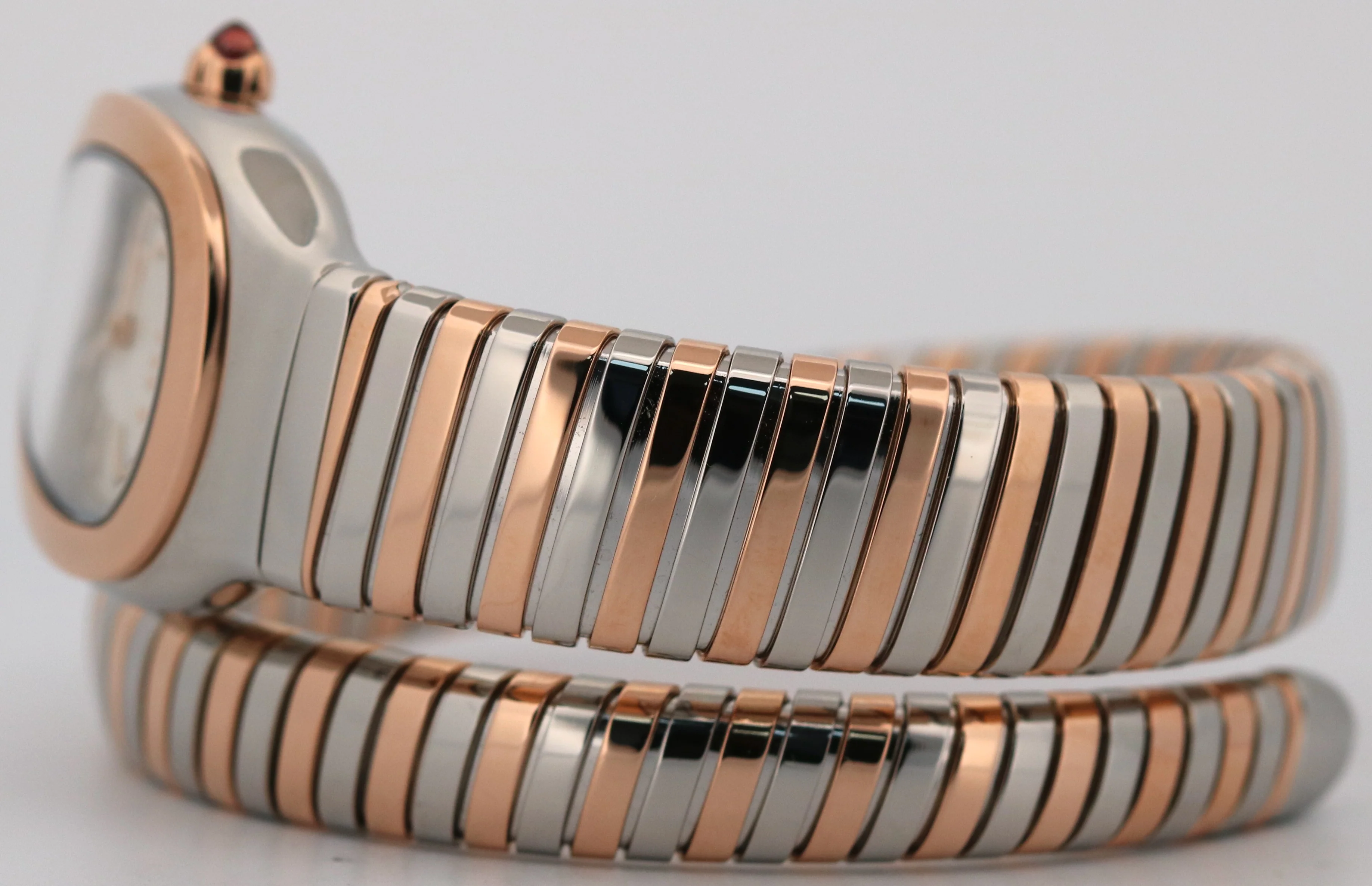 BVLGARI Bulgari Serpenti Tubogas SILVER WHITE 35mm 18K Gold Steel 102123 BOX - Image 6
