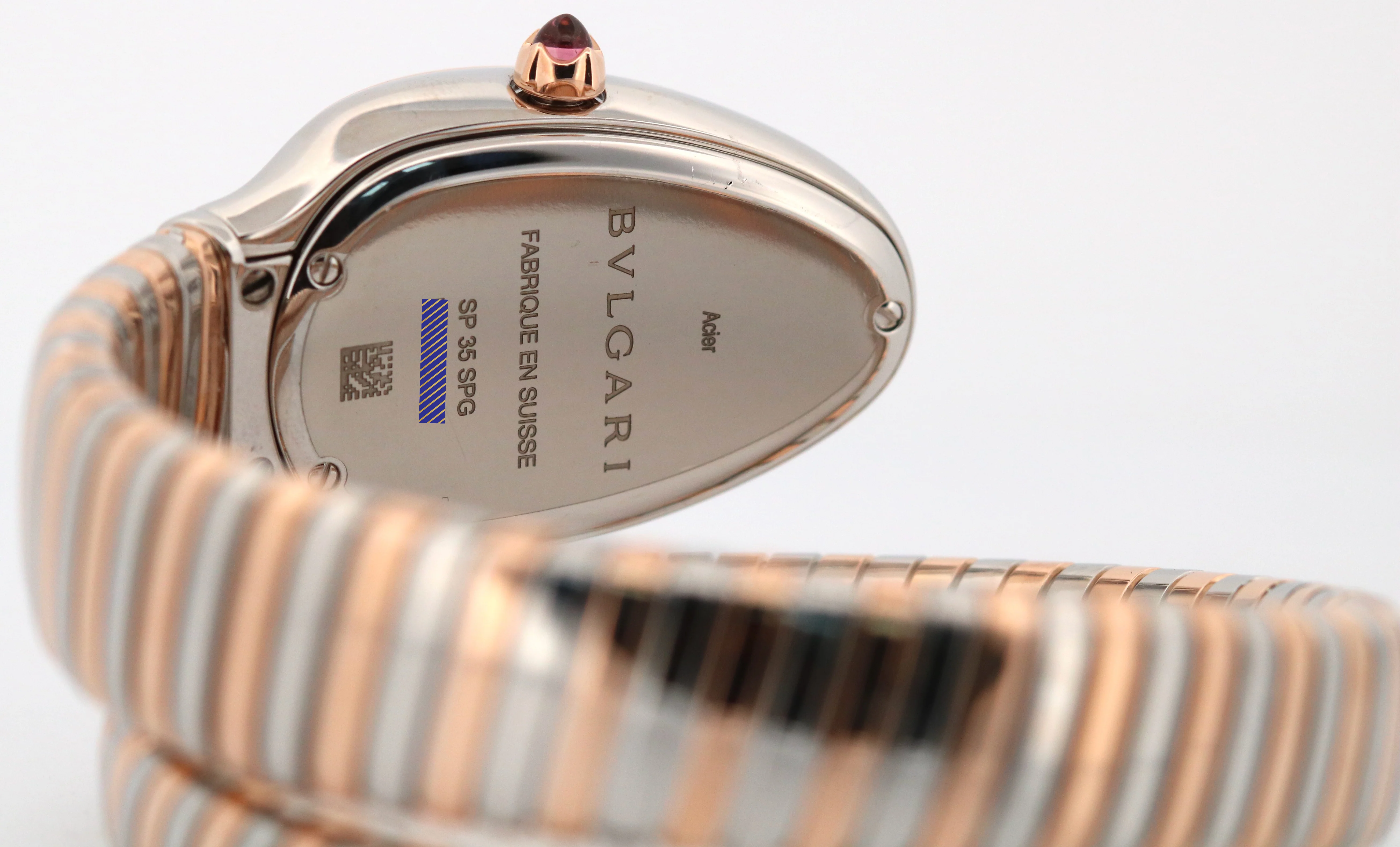 BVLGARI Bulgari Serpenti Tubogas SILVER WHITE 35mm 18K Gold Steel 102123 BOX - Image 7