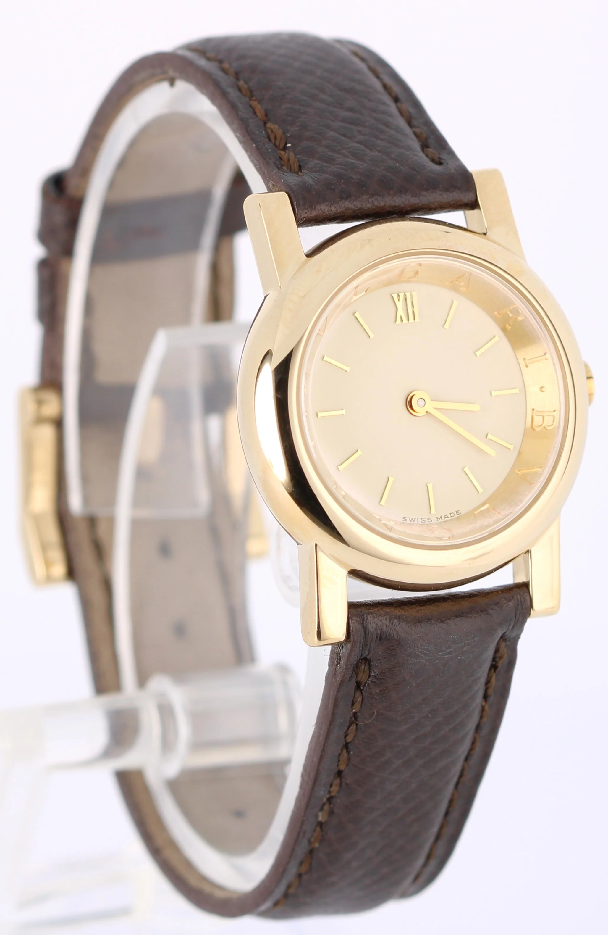 BVLGARI Bvlgari Anfiteatro 18kYellow Gold Cream 26mm AT26GL Quartz Leather Watch - Image 4