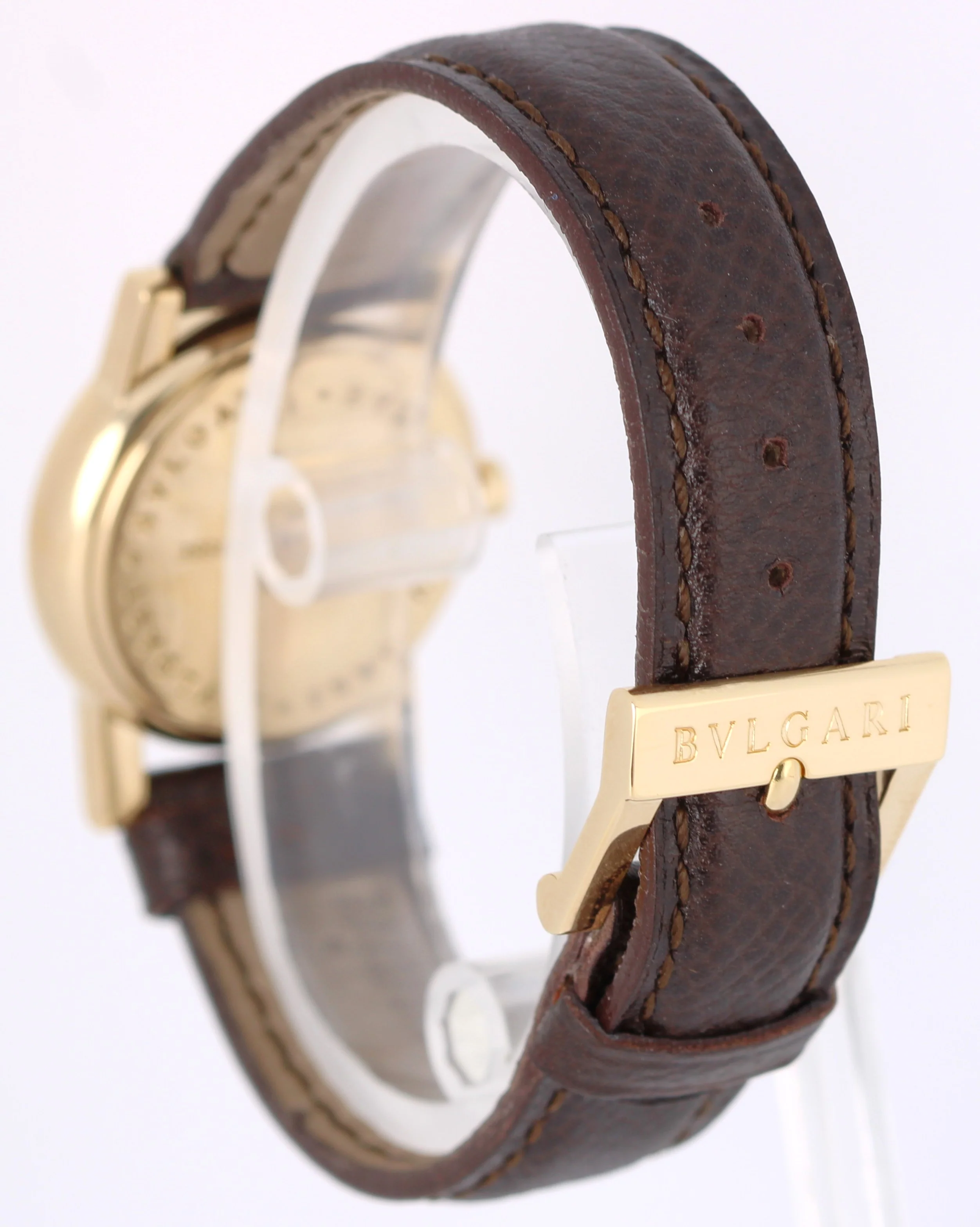 BVLGARI Bvlgari Anfiteatro 18kYellow Gold Cream 26mm AT26GL Quartz Leather Watch - Image 6