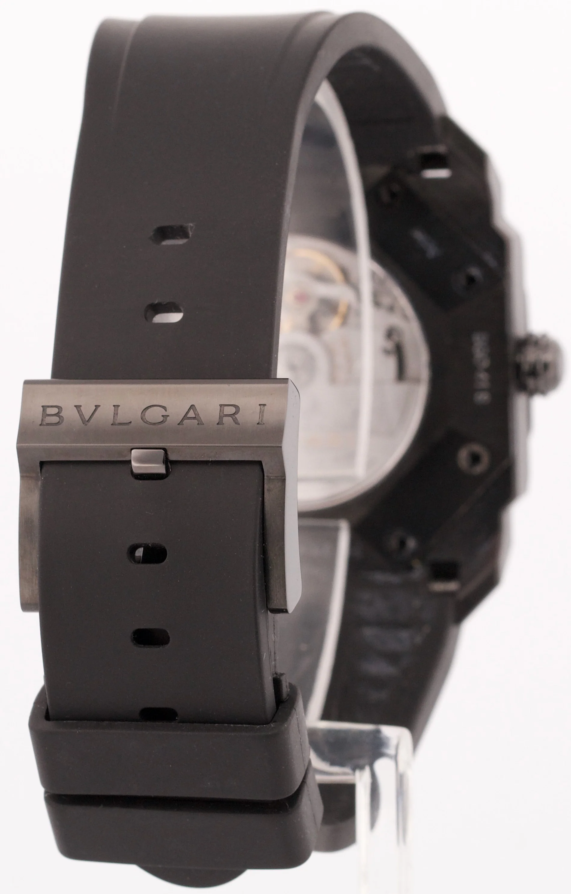 BVLGARI Octo Black Red Stainless Steel 41mm Bulgari Automatic Rubber Date BG041S - Image 5