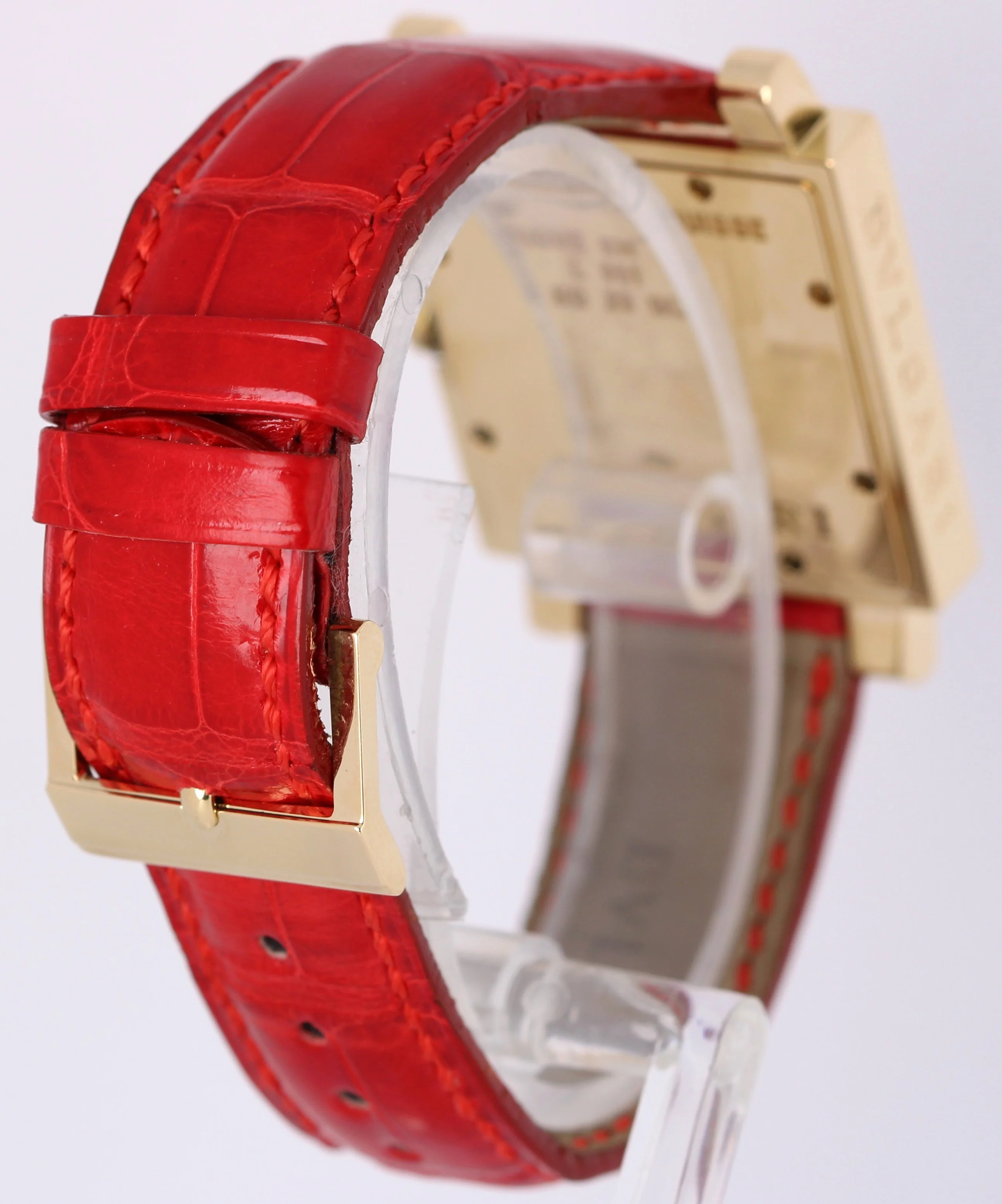 Bvlgari Quadratto 18k Yellow Gold Black 29mm QUARTZ Red Leather SQ 29 GL Watch - Image 5