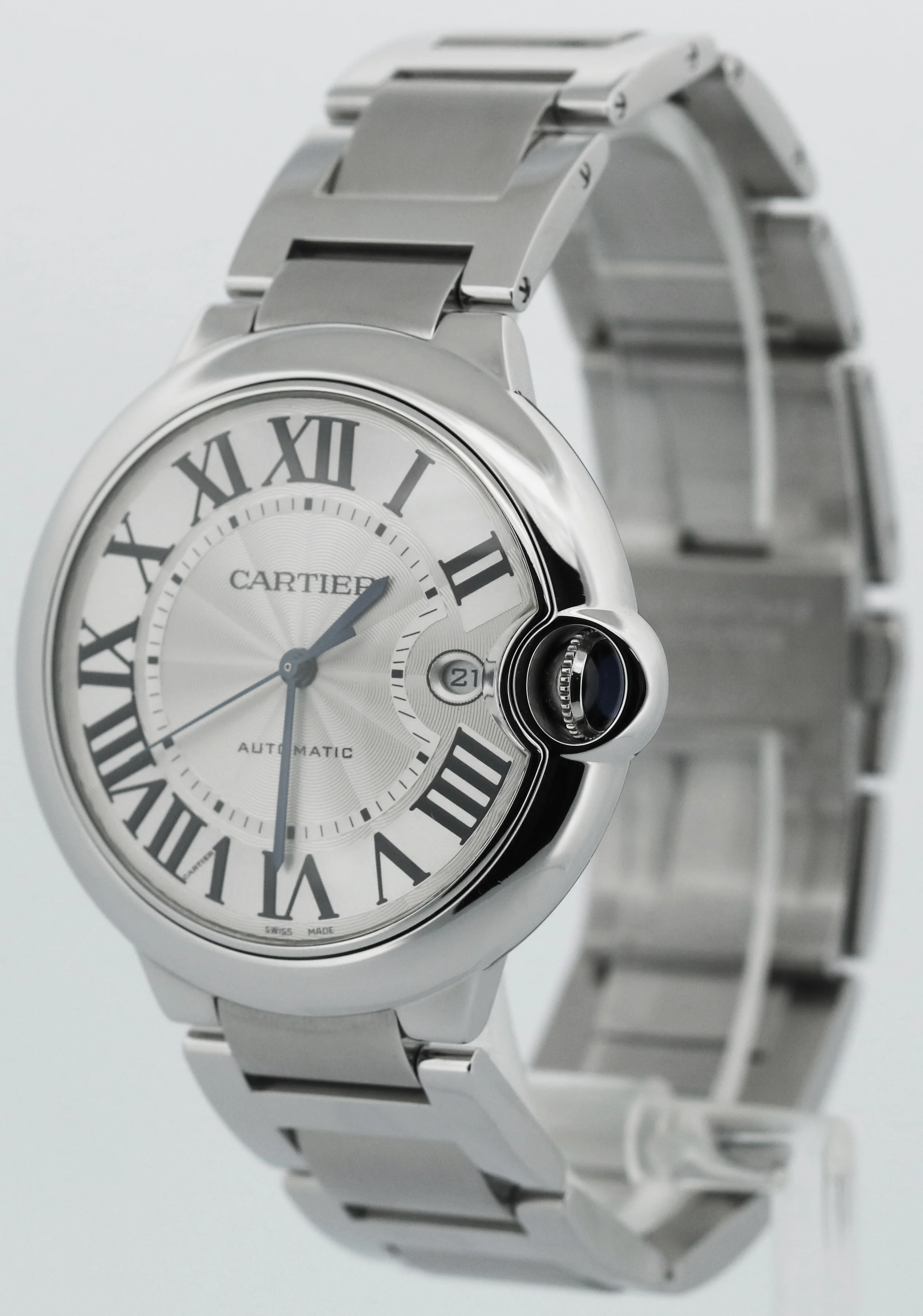 Cartier Ballon Bleu 42mm W69012Z4 SILVER GUILLOCHE Stainless Roman 3765 Watch - Image 3