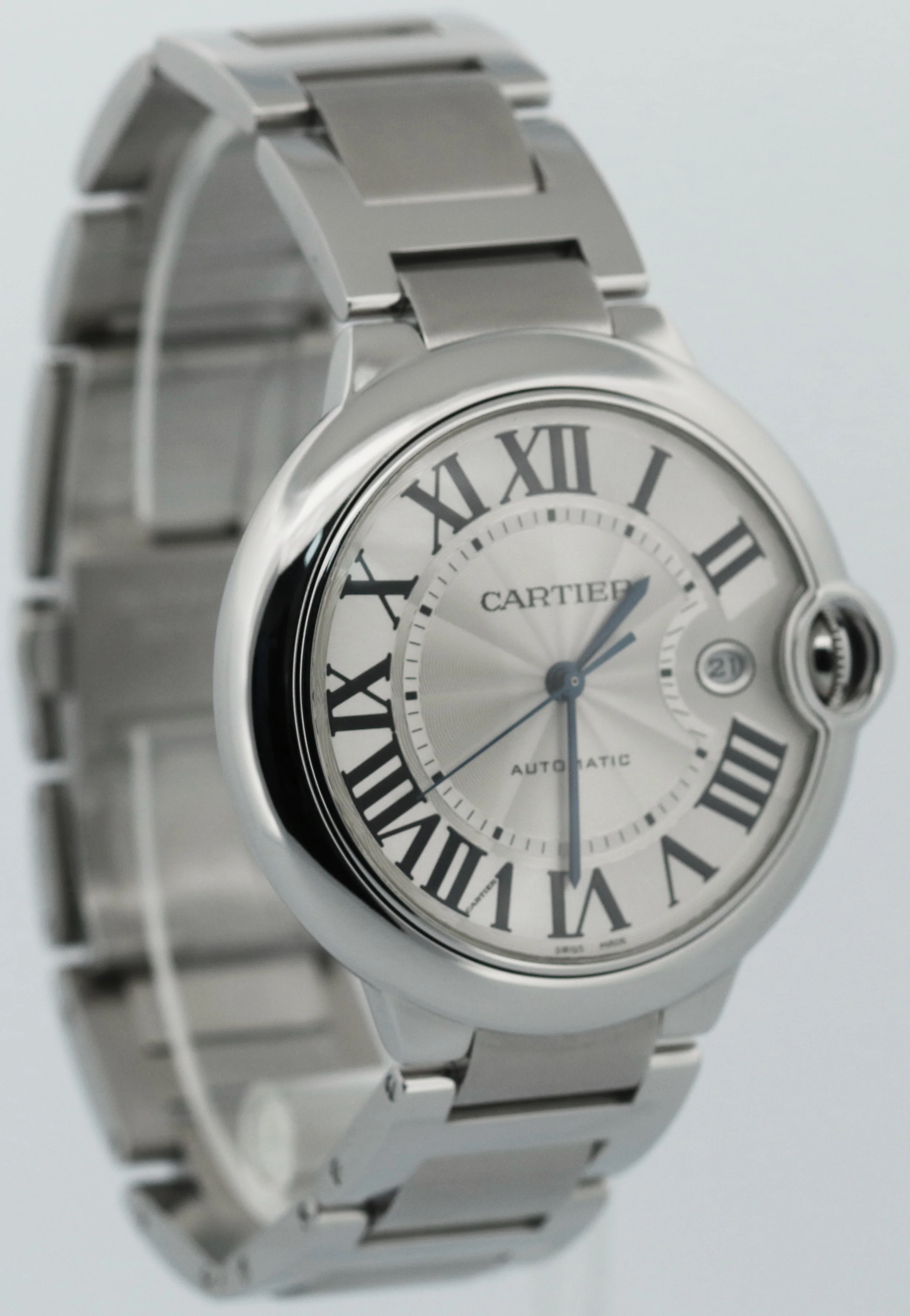 Cartier Ballon Bleu 42mm W69012Z4 SILVER GUILLOCHE Stainless Roman 3765 Watch - Image 4