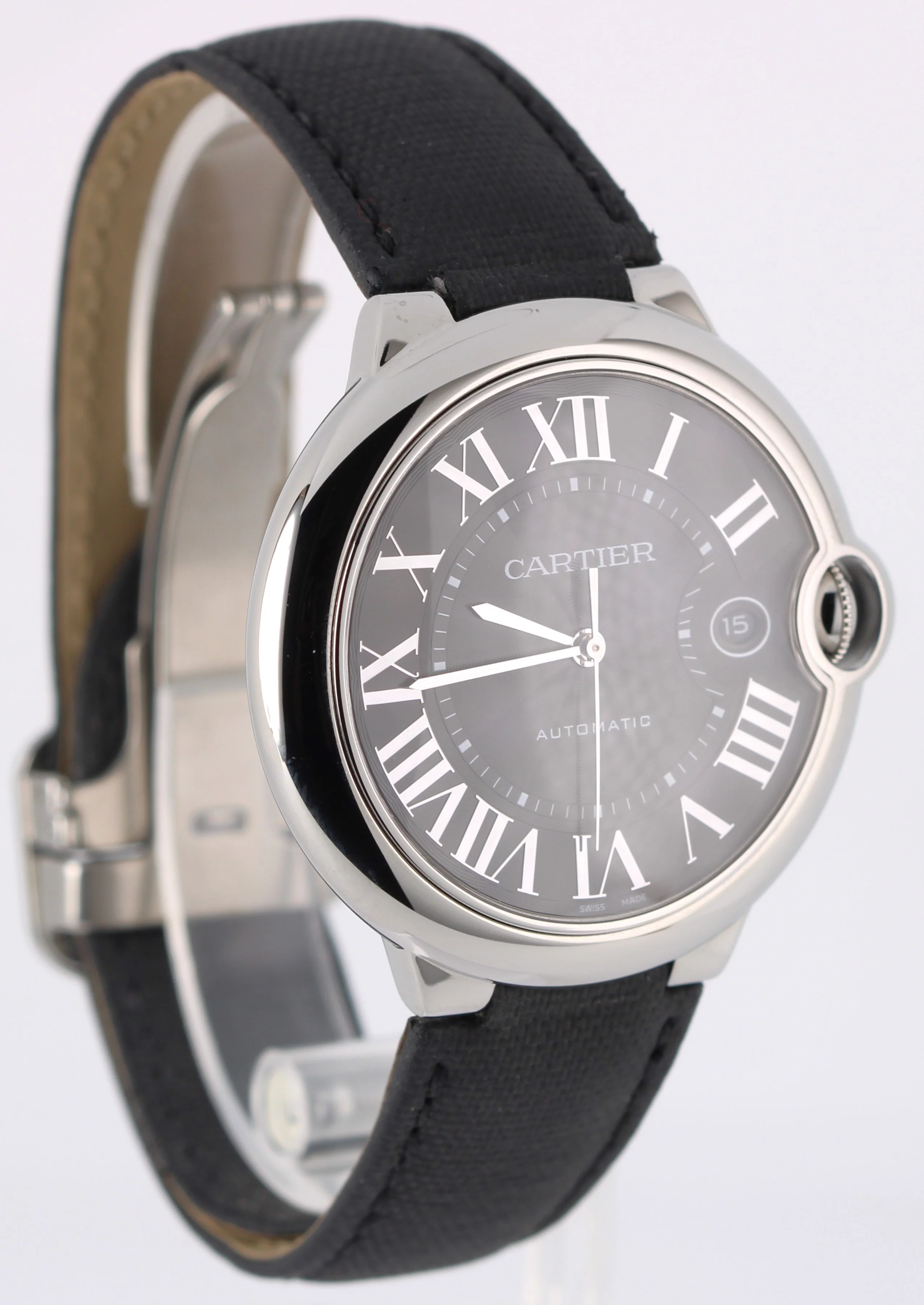 Cartier Ballon Bleu Steel Black Roman Numeral Guilloche 42mm 3765 Watch BOX - Image 4