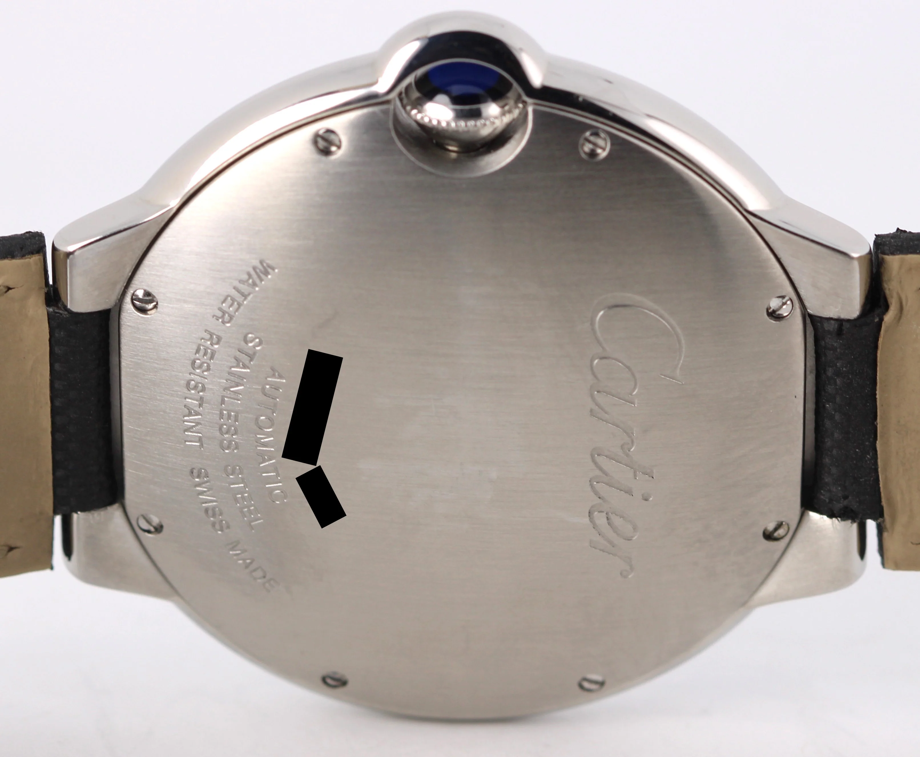 Cartier Ballon Bleu Steel Black Roman Numeral Guilloche 42mm 3765 Watch BOX - Image 9
