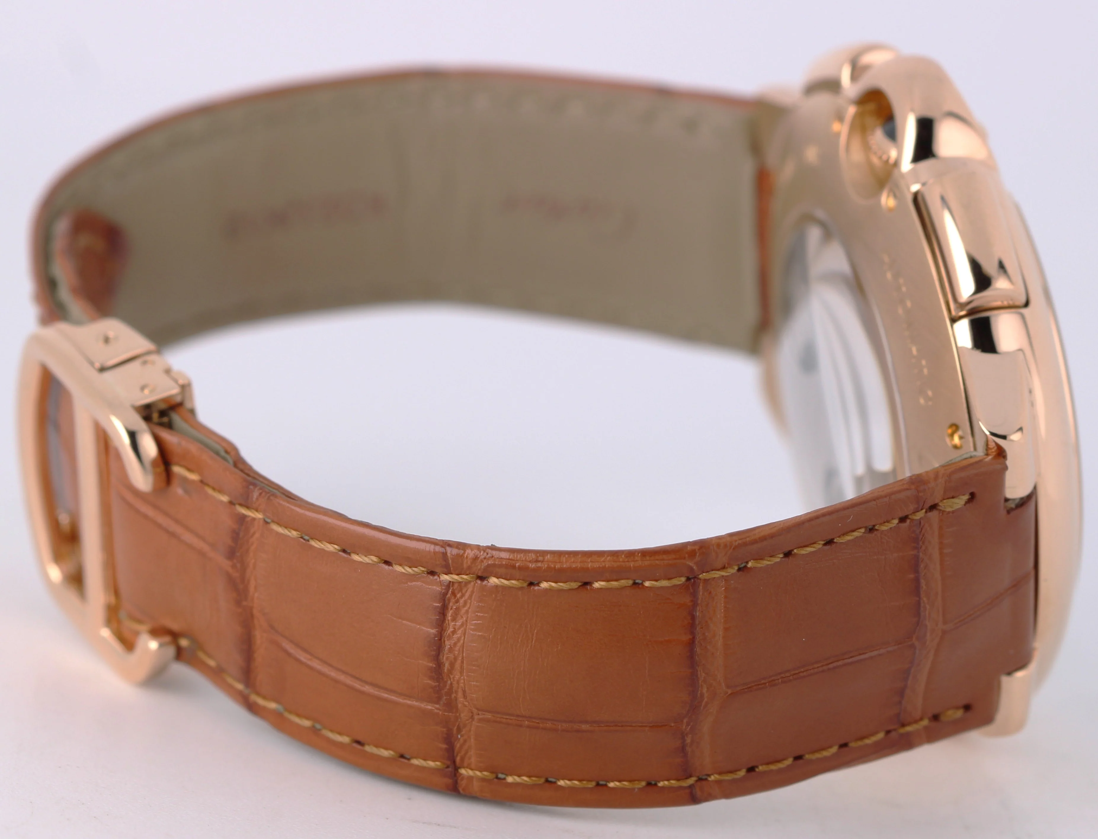 Cartier Ballon Bleu XL Chrono Date 18k Rose Gold Silver 44mm 3107 Leather Watch - Image 7
