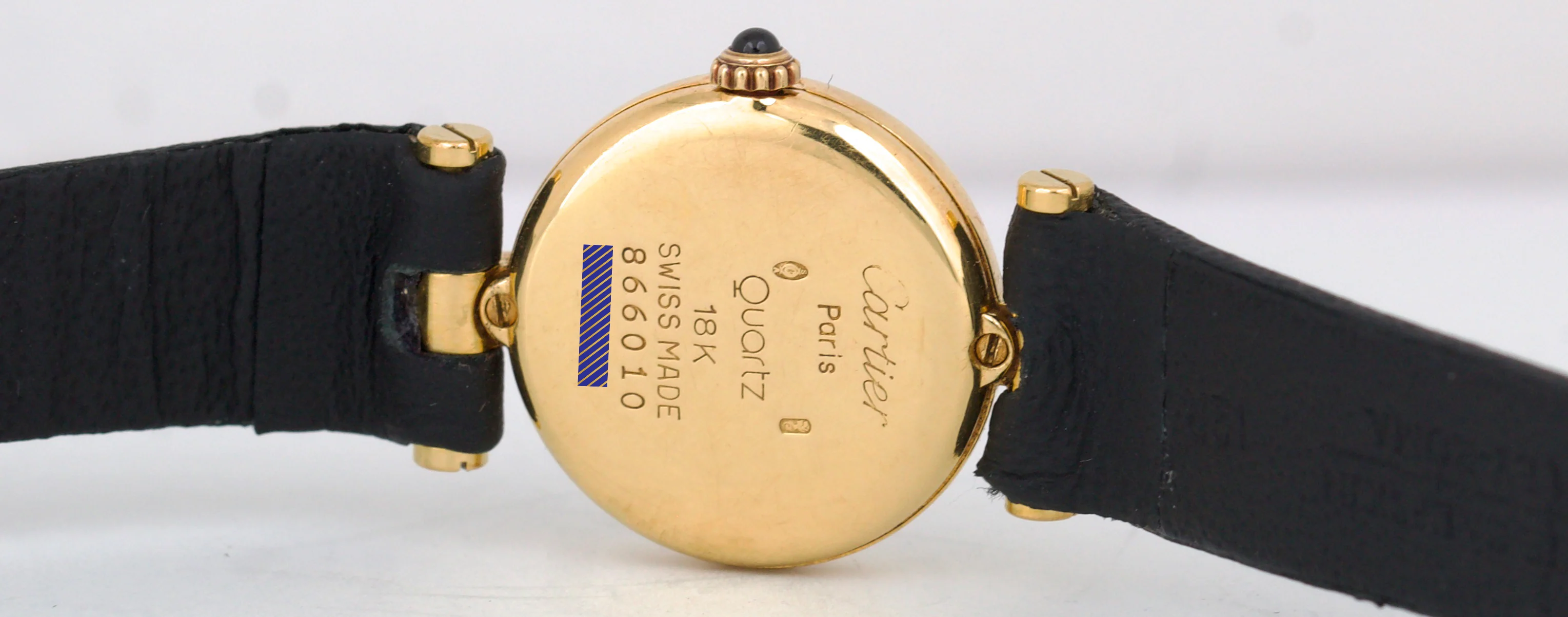 Cartier Mini Vendome 18K Yellow Gold WHITE Quartz 27mm x 19mm 866010 Watch - Image 7