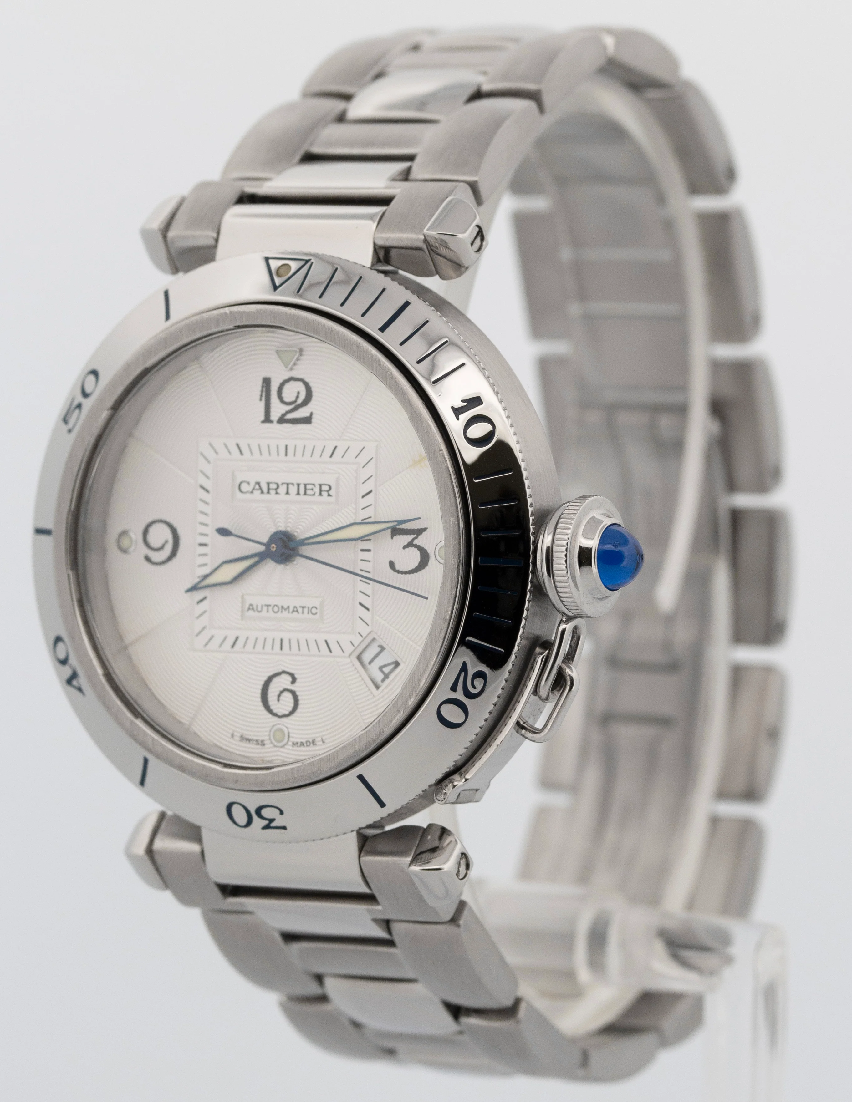 Cartier Pasha 38mm WHITE ARABIC Stainless Steel Automatic Watch 2379 / W31040H3 - Image 3