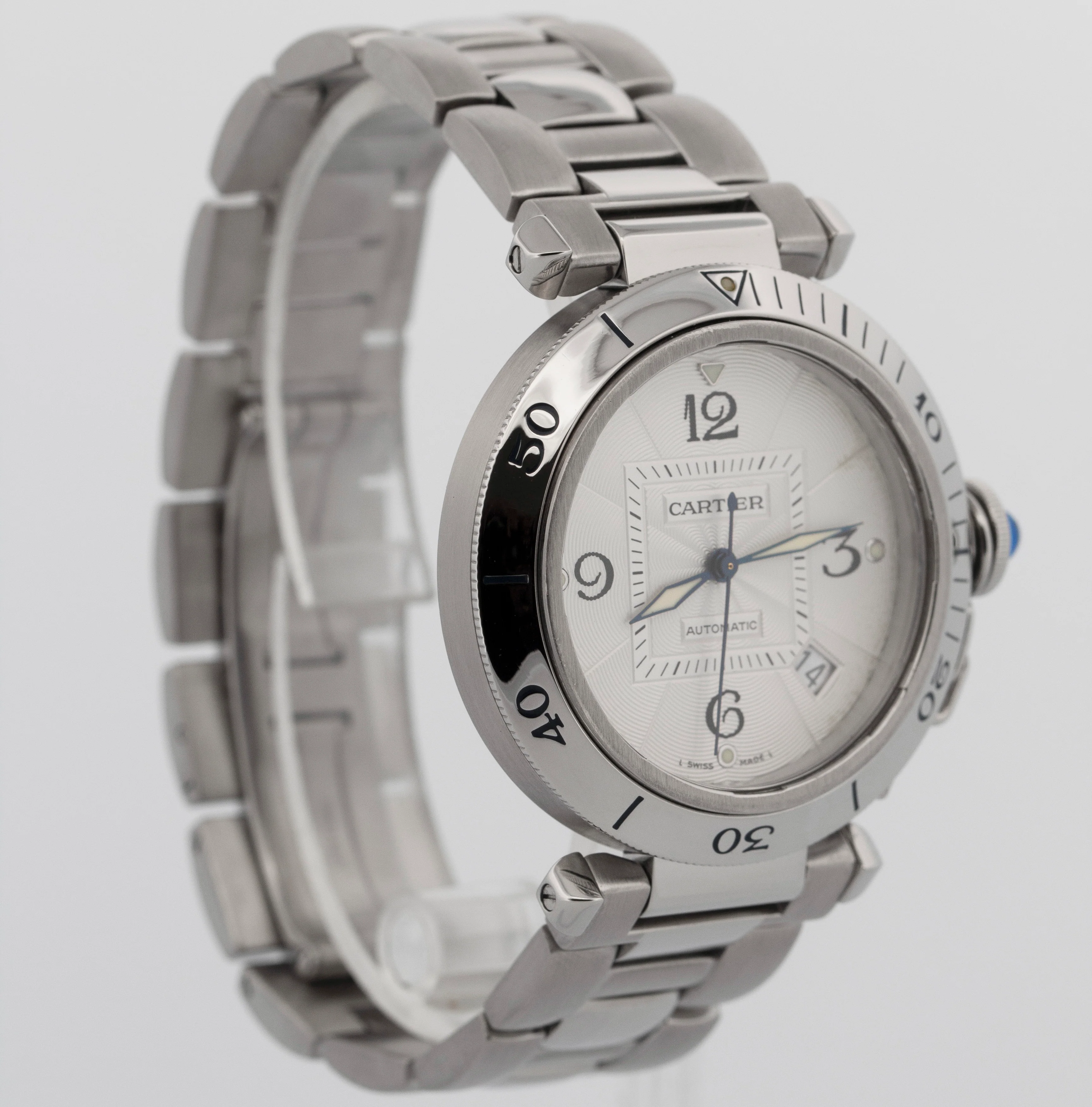 Cartier Pasha 38mm WHITE ARABIC Stainless Steel Automatic Watch 2379 / W31040H3 - Image 5