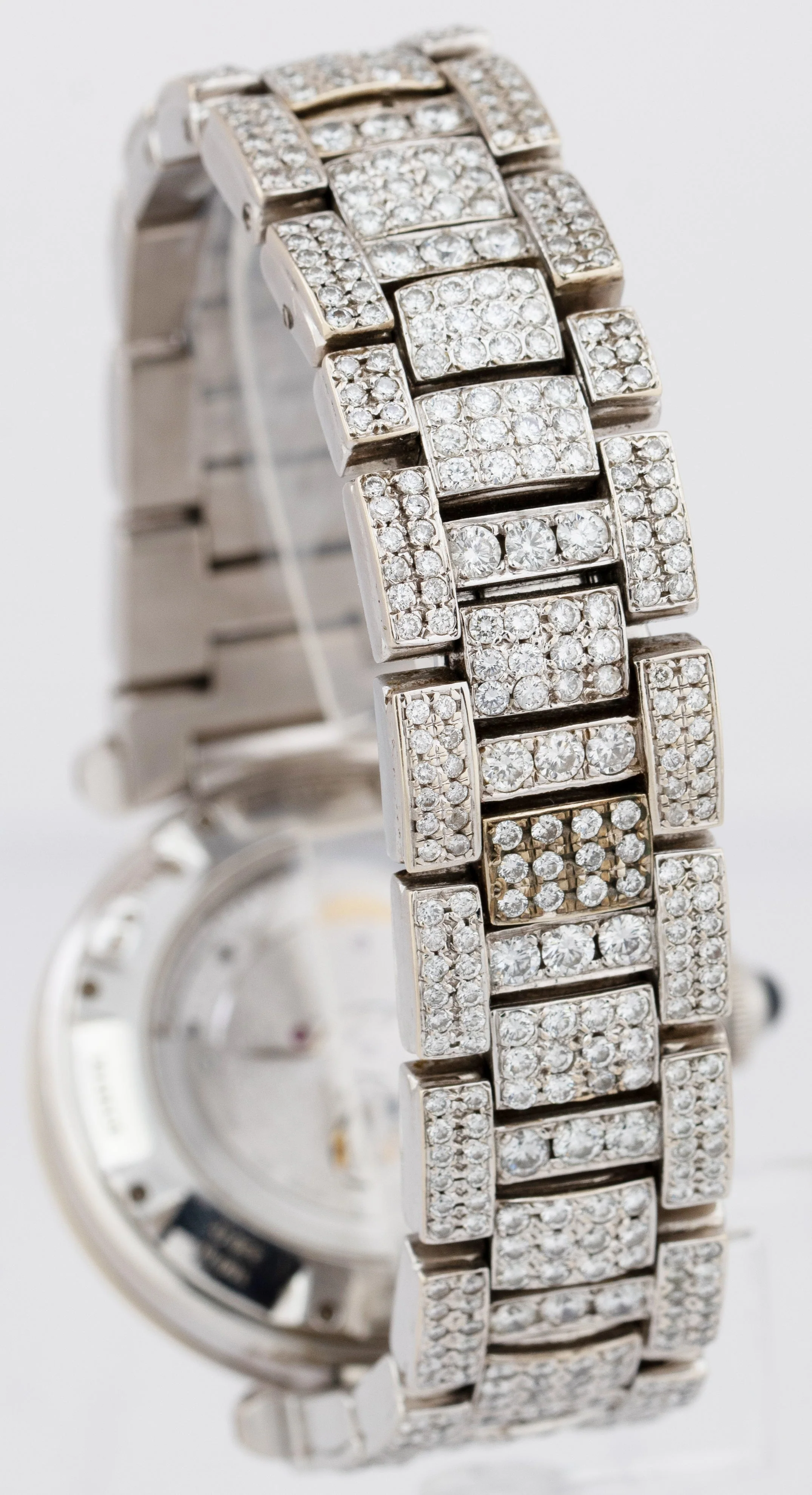 Cartier Pasha Black 38mm DIAMOND 18K White Gold Steel Automatic Date Watch 2353 - Image 4