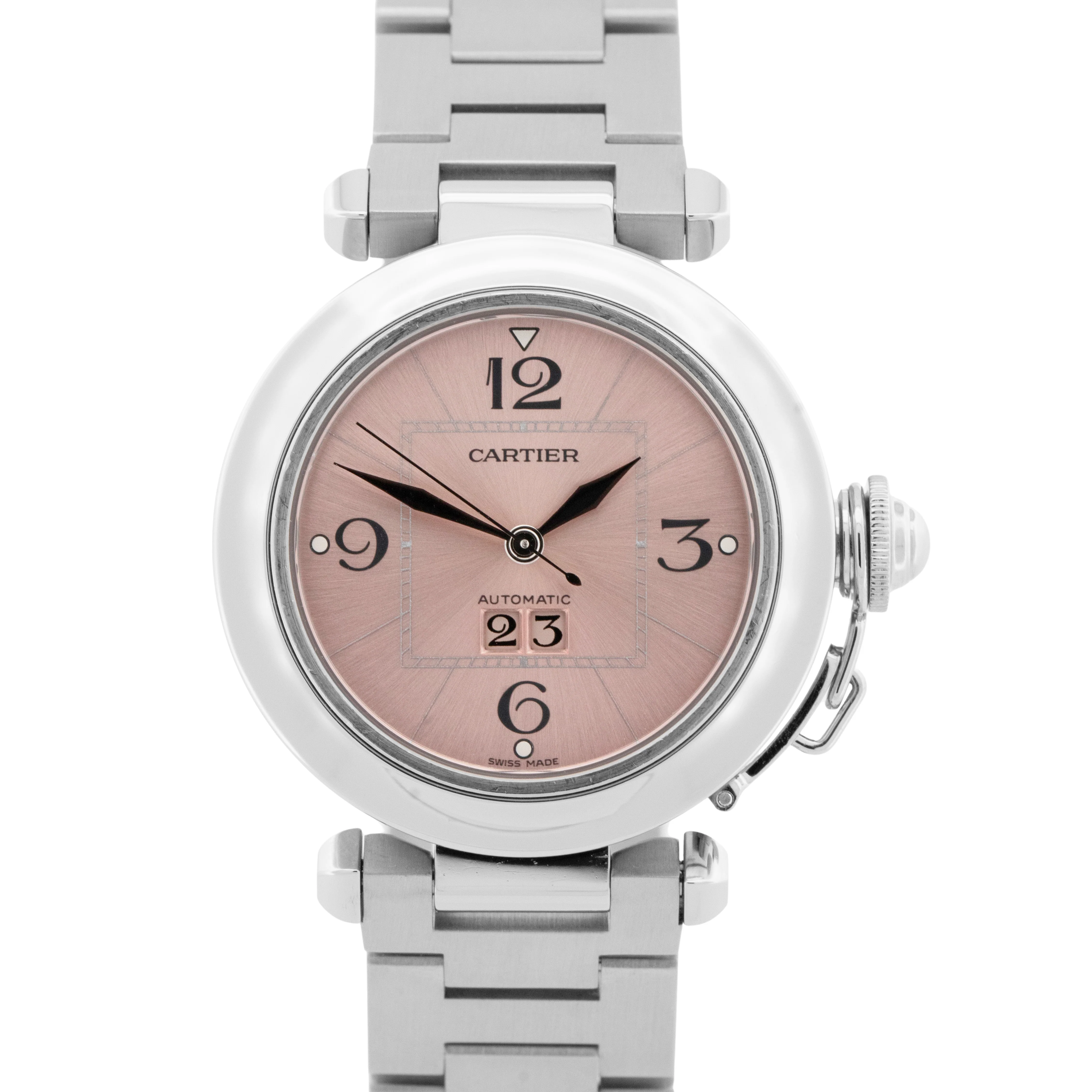 Cartier Pasha Pink Arabic 35mm Stainless Steel Automatic Watch 2475 / W31075M7