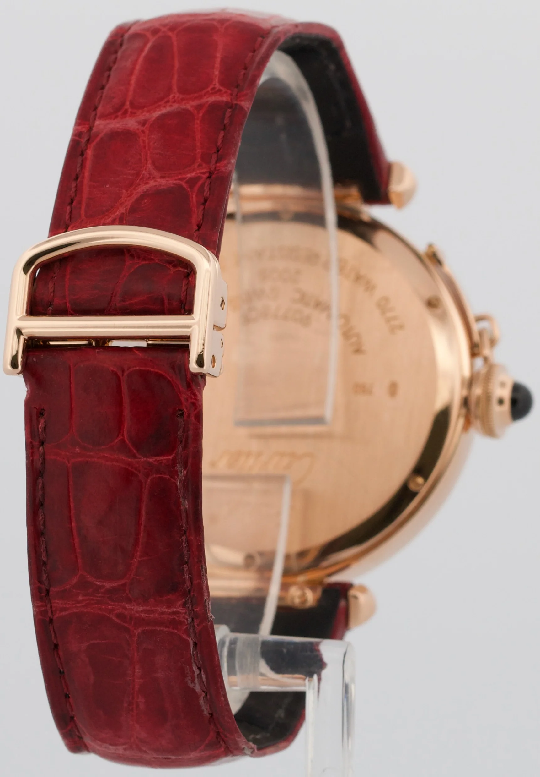 Cartier Pasha SILVER ARABIC 18K Rose Gold Leather 42mm Watch 2770 W3019051 BOX - Image 6
