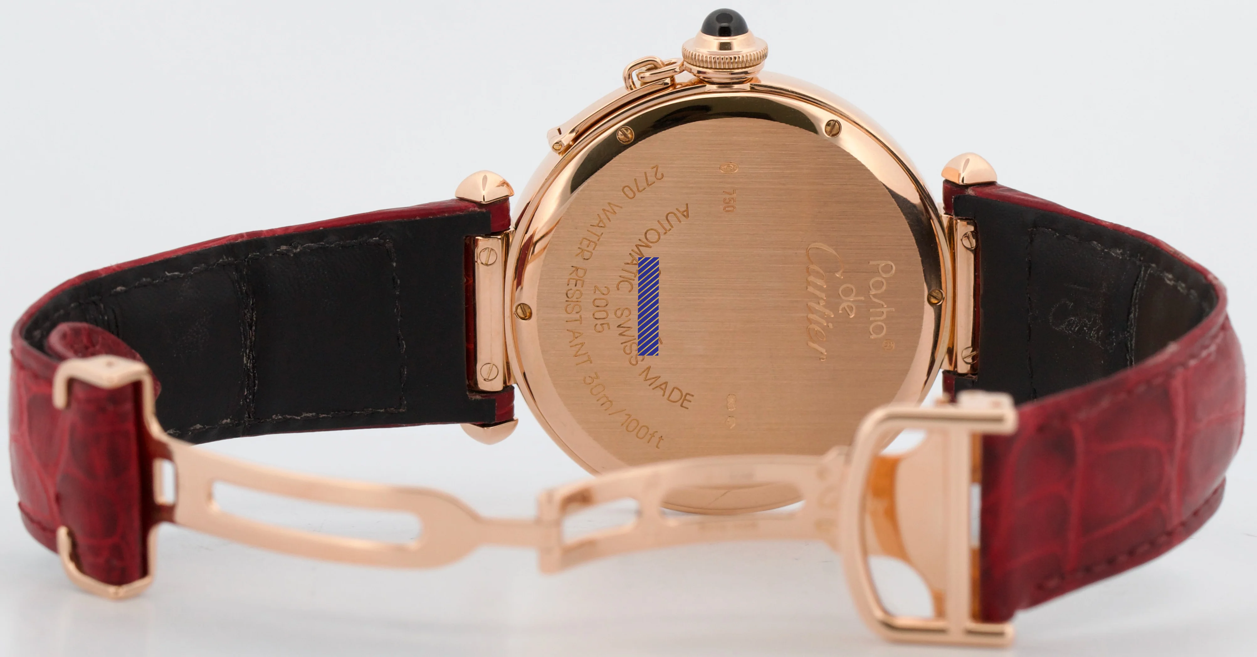 Cartier Pasha SILVER ARABIC 18K Rose Gold Leather 42mm Watch 2770 W3019051 BOX - Image 7