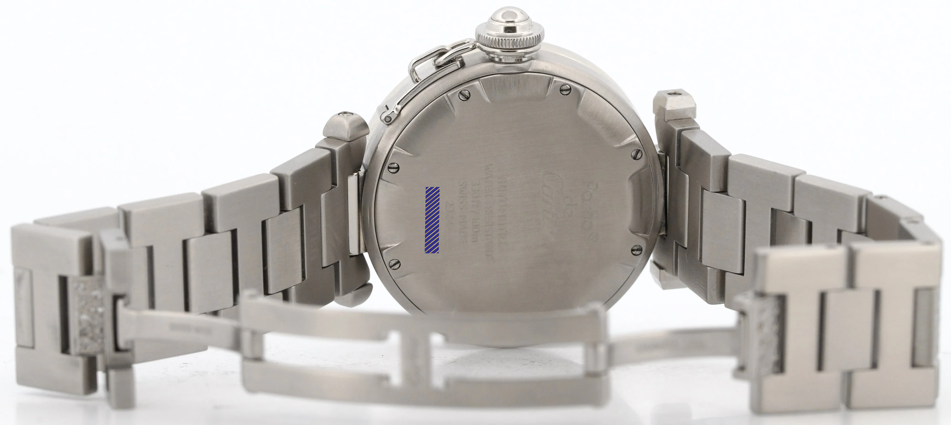 Cartier Pasha WHITE DIAMOND Stainless Steel Arabic Date 35mm 2324 W31015M7 Watch - Image 10