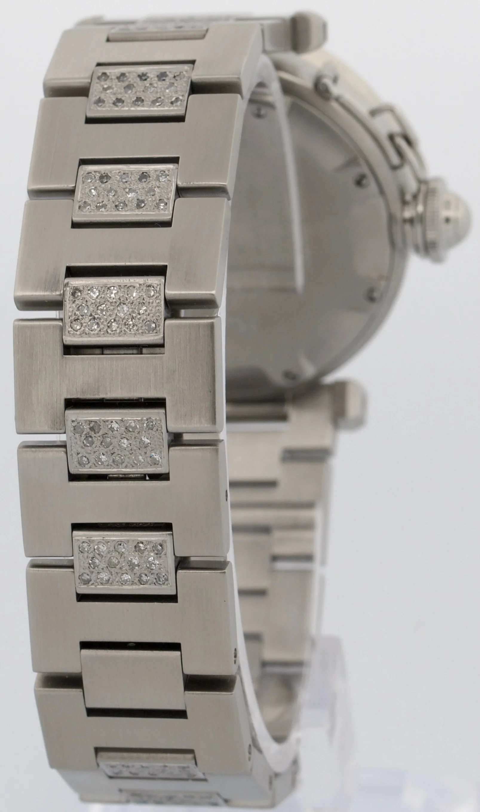 Cartier Pasha WHITE DIAMOND Stainless Steel Arabic Date 35mm 2324 W31015M7 Watch - Image 6