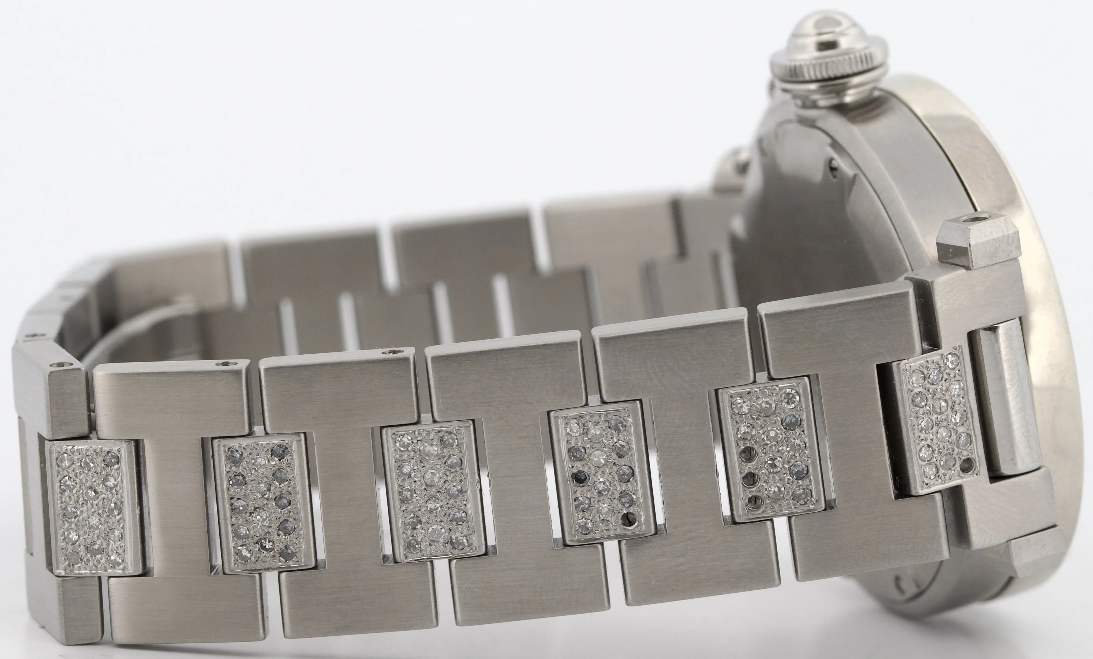 Cartier Pasha WHITE DIAMOND Stainless Steel Arabic Date 35mm 2324 W31015M7 Watch - Image 8