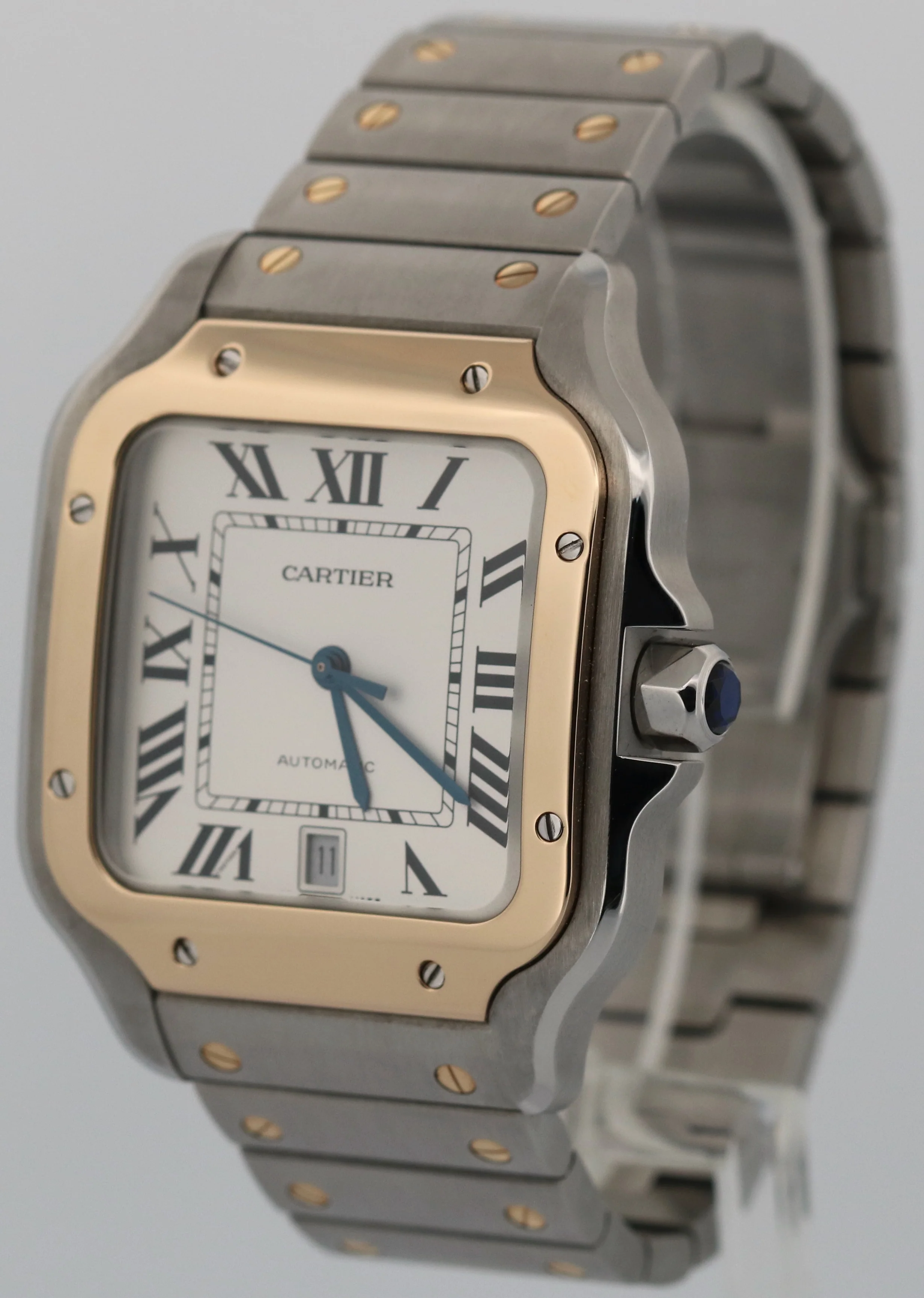 Cartier Santos 39.8mm WHITE Two-Tone 18K Yellow Gold Stainless 4072 W2SA0009 - Image 3
