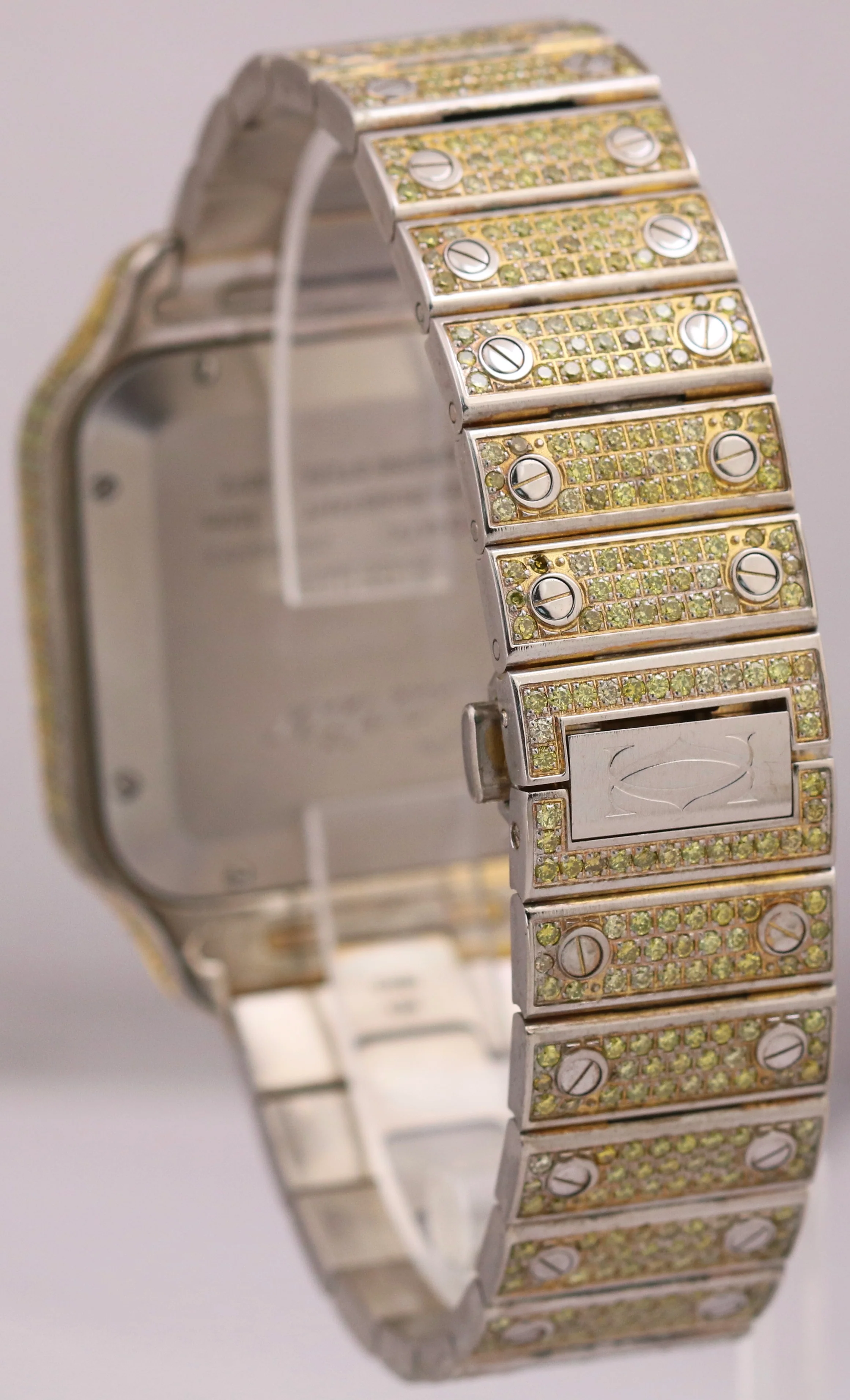 Cartier Santos 39.8mm YELLOW PAVE DIAMOND Roman Automatic Steel 4072 Watch - Image 5