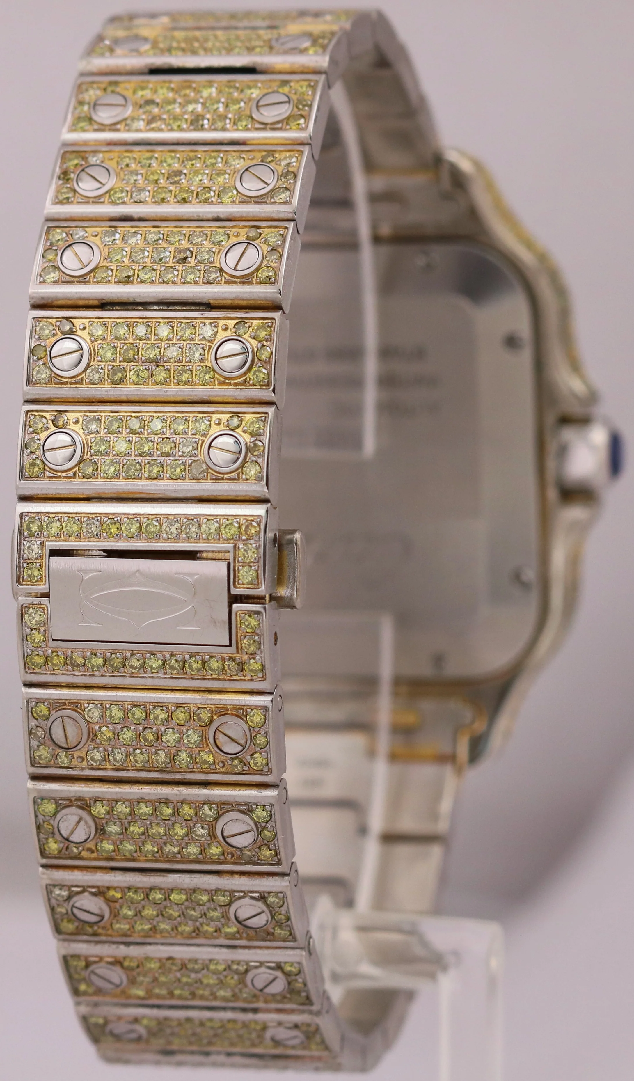Cartier Santos 39.8mm YELLOW PAVE DIAMOND Roman Automatic Steel 4072 Watch - Image 6
