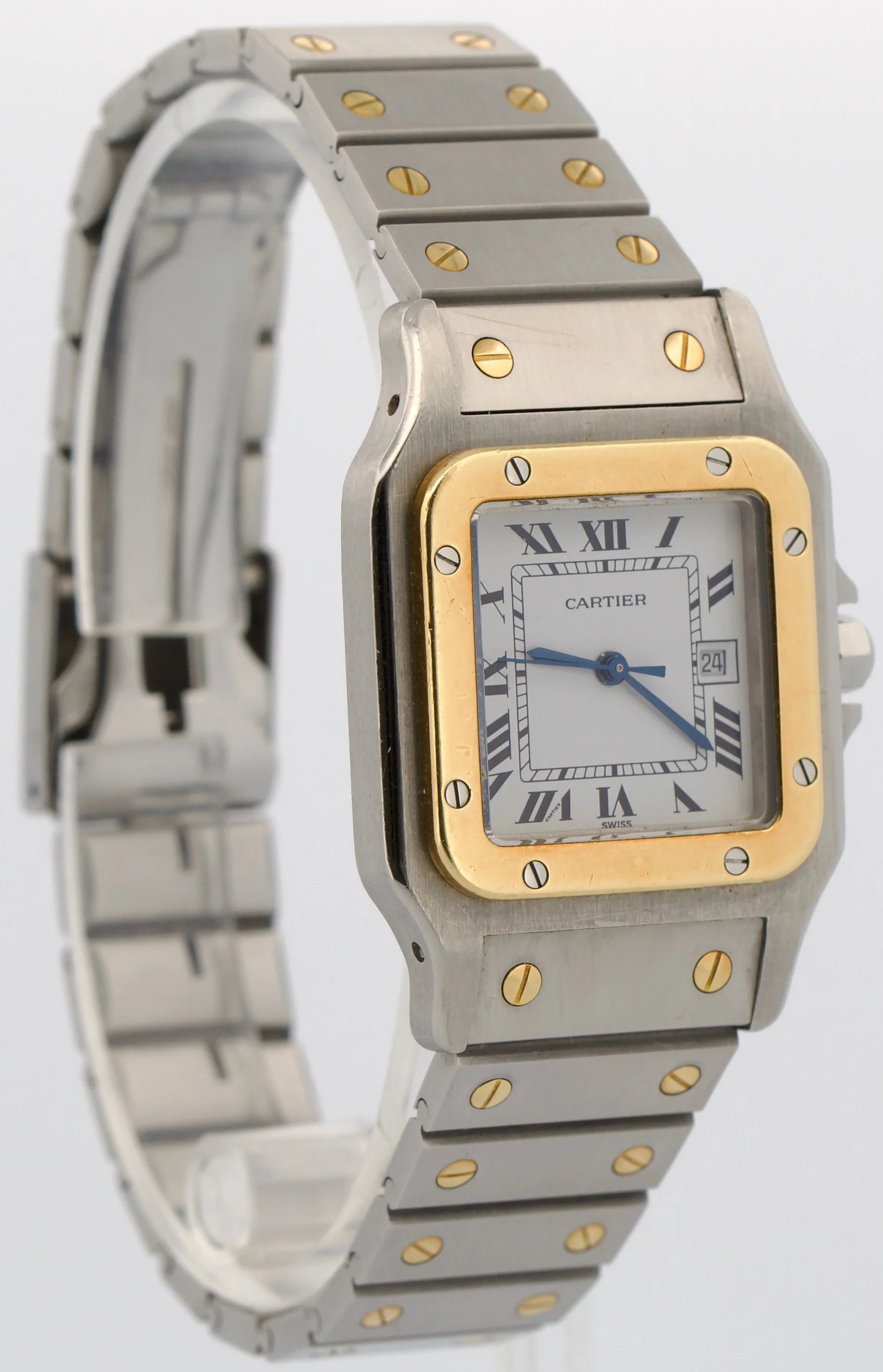 Cartier Santos Two-Tone 18k Gold Stainless Steel WHITE Roman Automatic 29mm 2961 - Image 4