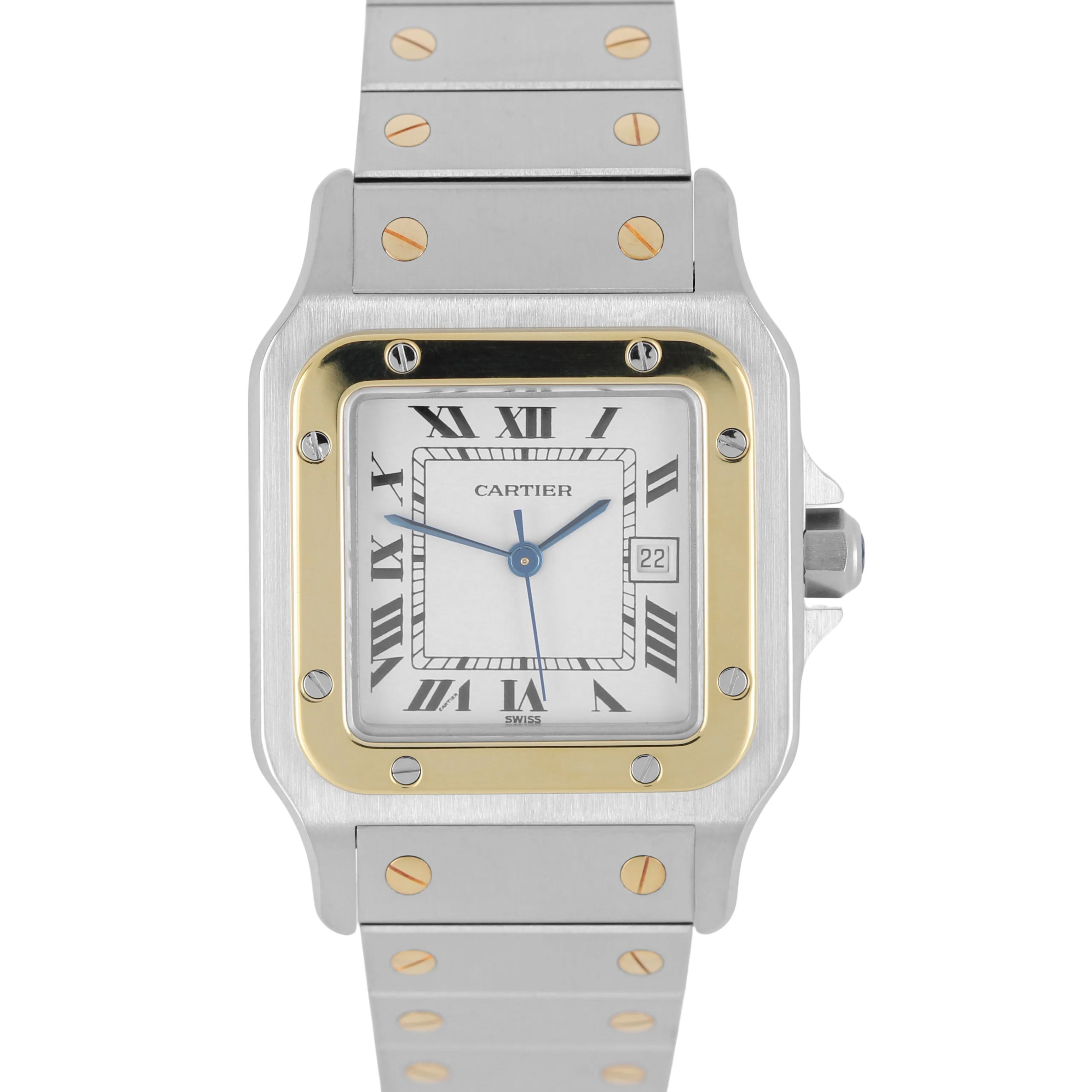 Cartier Santos Galbee Two-Tone 18k Steel White Roman 29mmX41mm 1172961 Watch