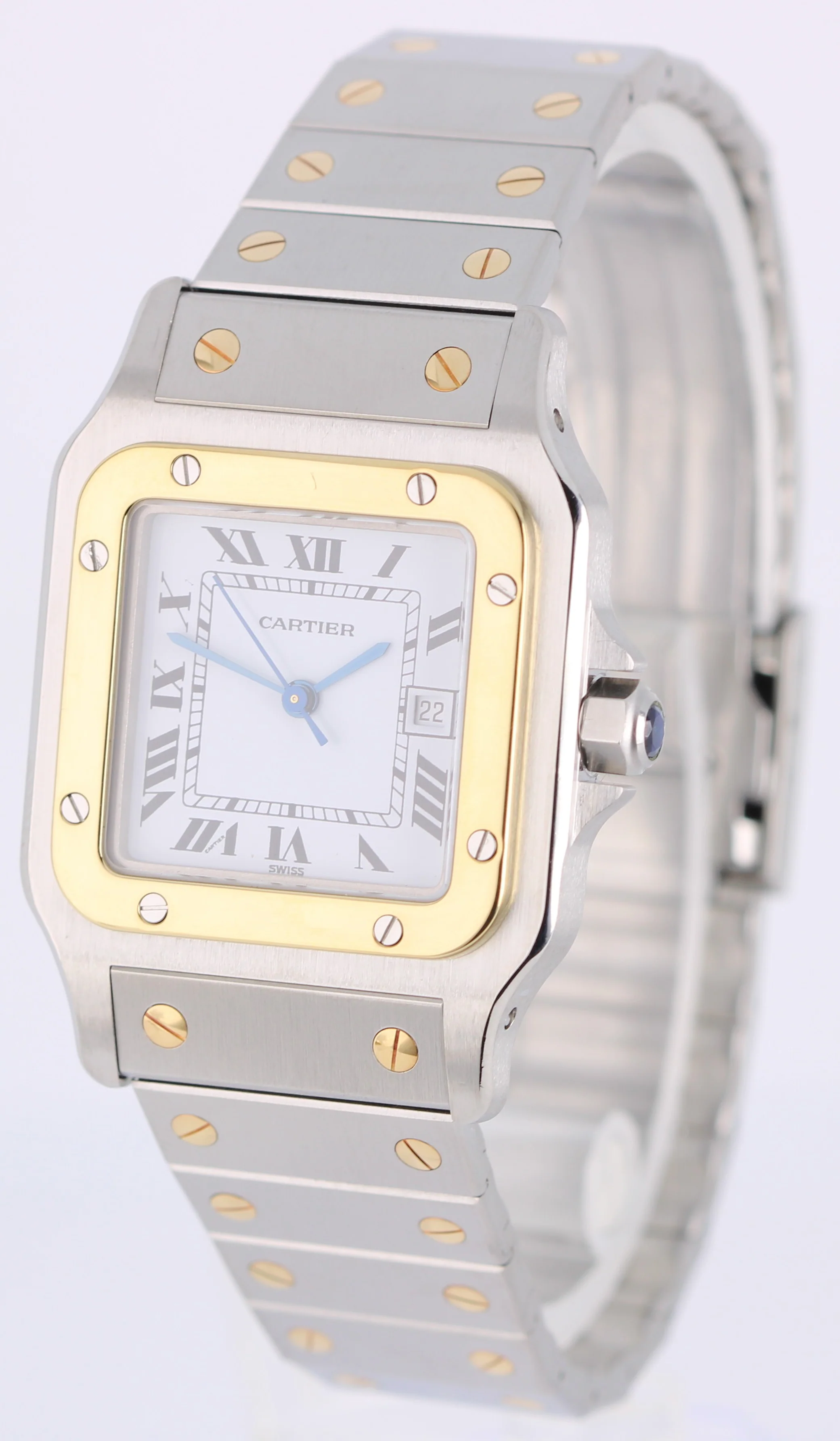 Cartier Santos Galbee Two-Tone 18k Steel White Roman 29mmX41mm 1172961 Watch - Image 3