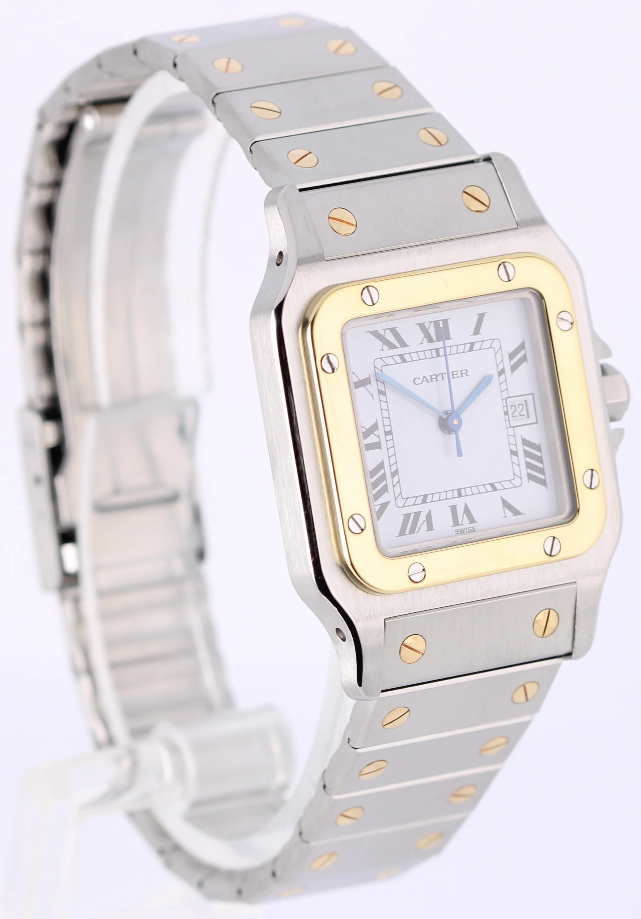 Cartier Santos Galbee Two-Tone 18k Steel White Roman 29mmX41mm 1172961 Watch - Image 4