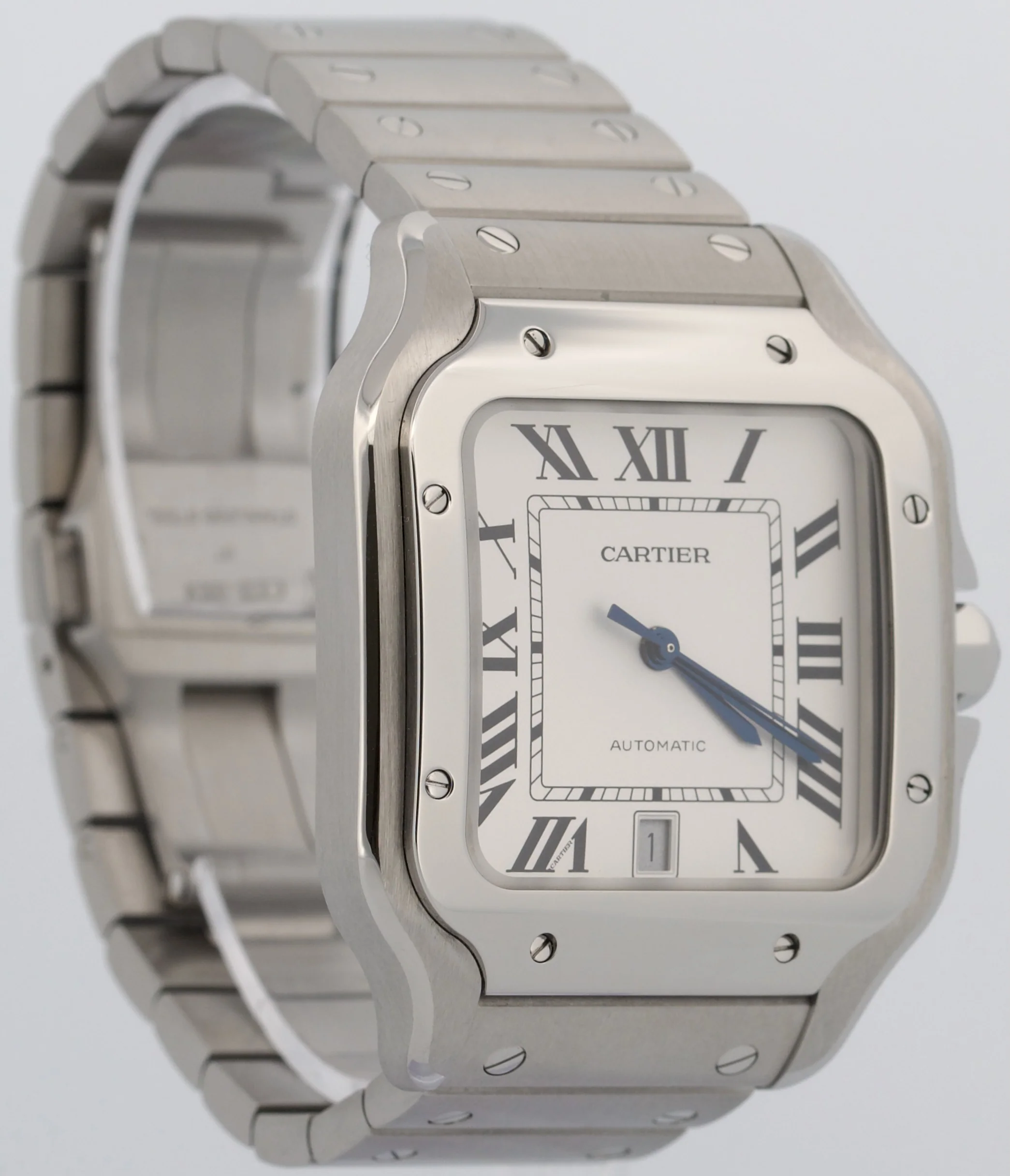 Cartier Santos WHITE ROMAN Stainless Steel 39.8mm Automatic 4072 WSSA0018 Watch - Image 4