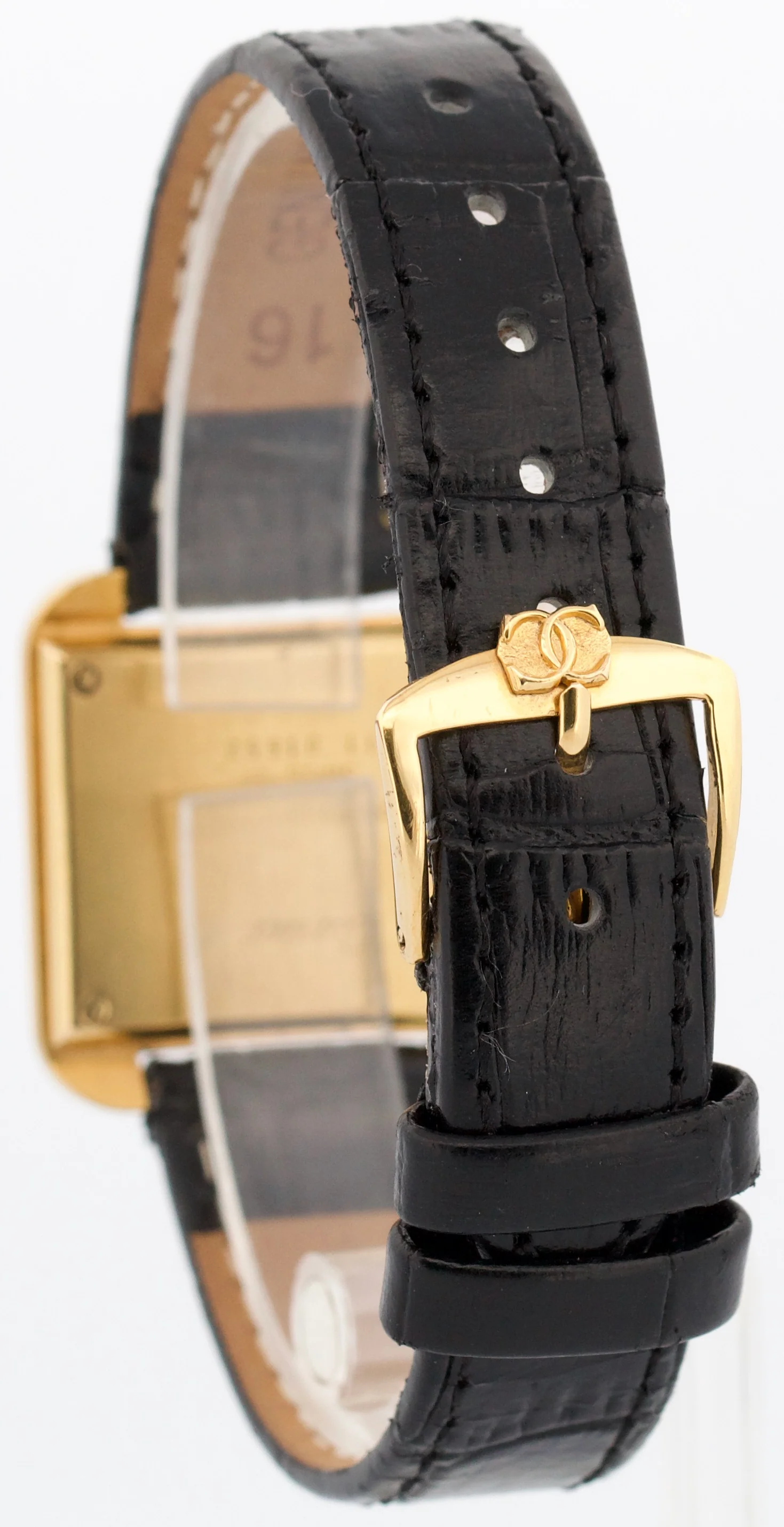 Cartier Stepped Tank BLACK ROMAN Manual 18K Gold Filled Leather 27.5mm 25716 - Image 5