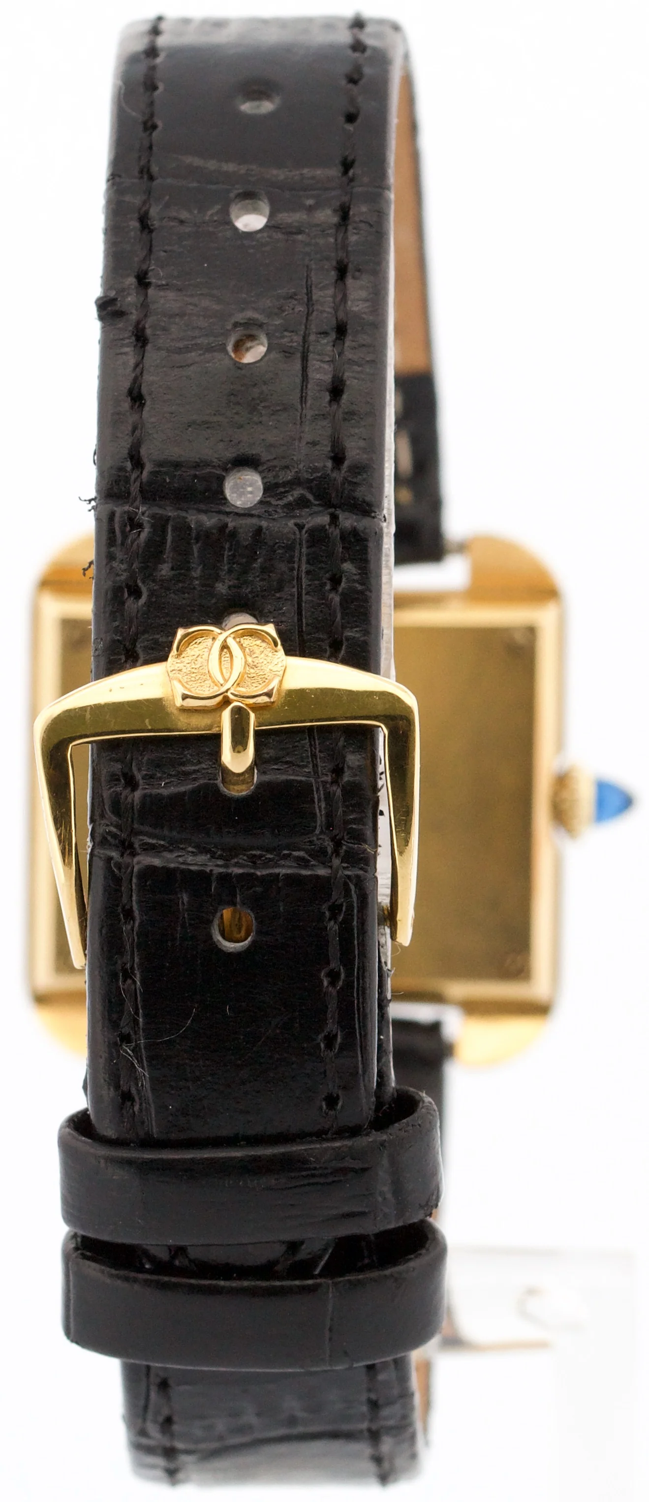 Cartier Stepped Tank BLACK ROMAN Manual 18K Gold Filled Leather 27.5mm 25716 - Image 6
