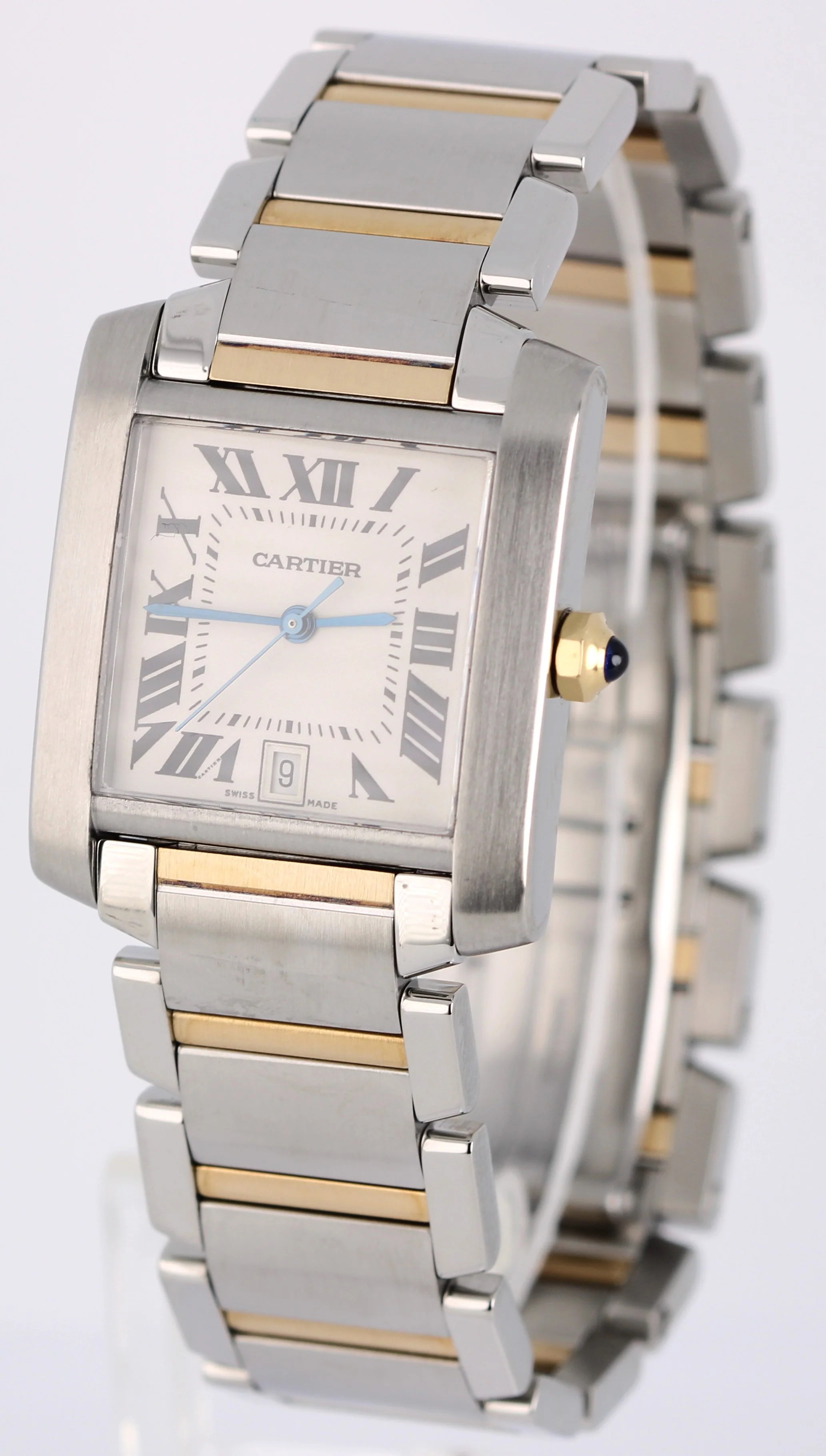 Cartier Tank Francaise LARGE Two-Tone 18k Silver Roman 28mmX32mm 2682 Watch - Image 3