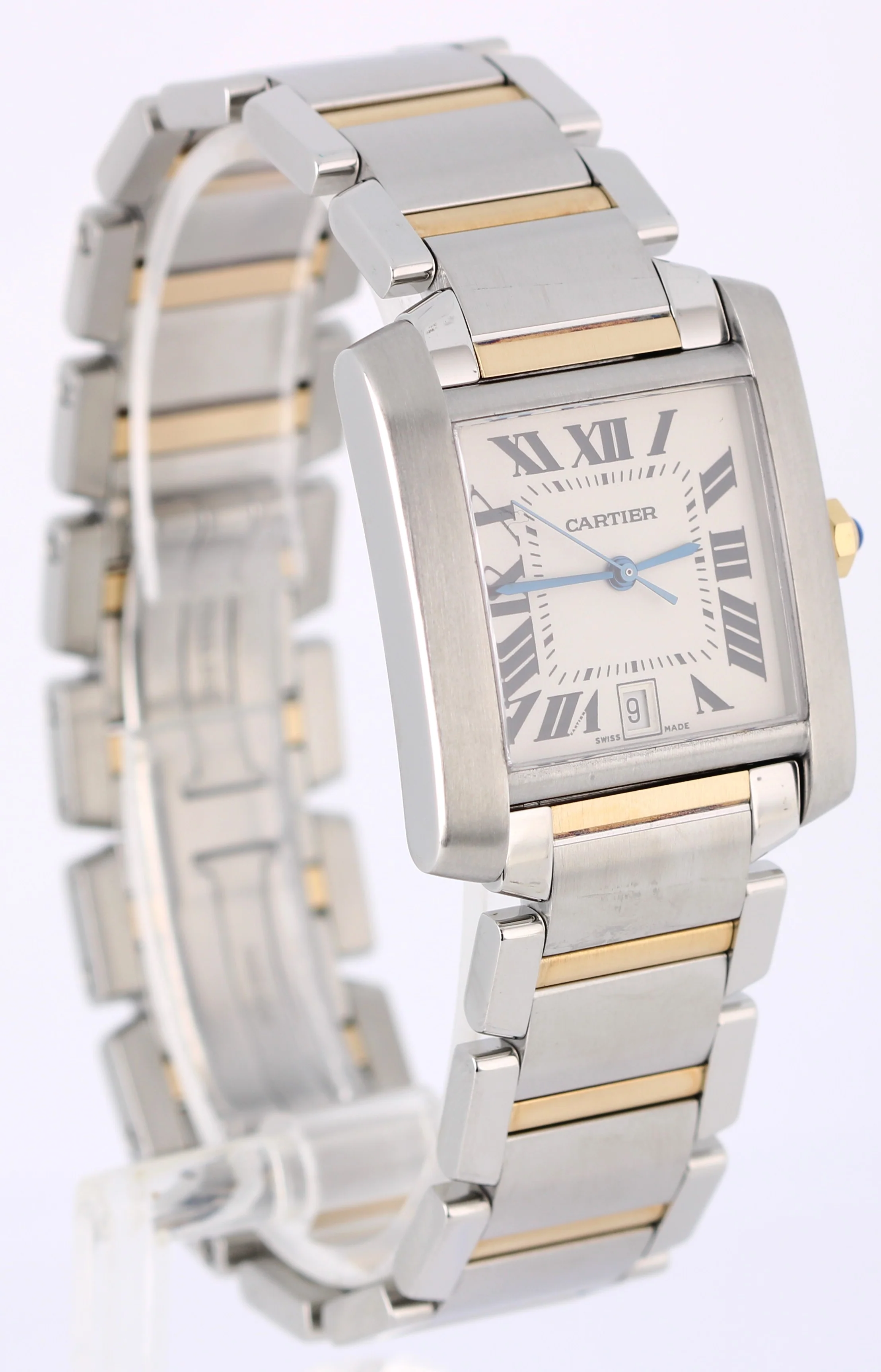 Cartier Tank Francaise LARGE Two-Tone 18k Silver Roman 28mmX32mm 2682 Watch - Image 4